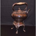 A Large Silver Plated Spirit Kettle on Stand