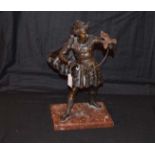 A Good Bronze Figurine on Marble Plinth 'The Falconer'