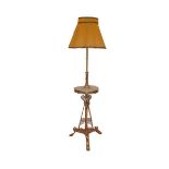 A Gilted Metal and Oynx Standard Lamp Table and Shade