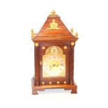 A Very Fine Mahogany Cased Bracket Clock, Brass and Silver Dial