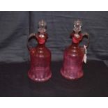 A Very Nice Pair of Ruby Glass Decanters