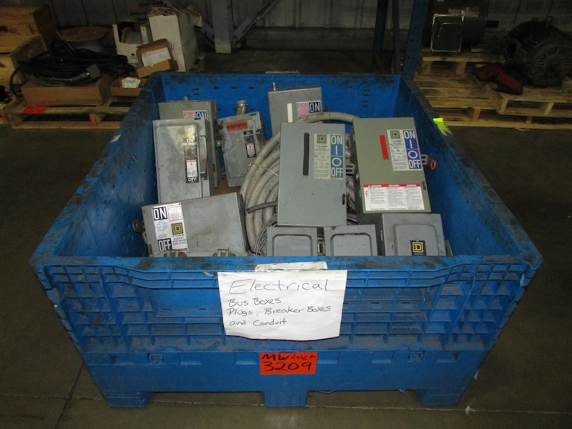 Plastic Bin of Assorted Electrical Components and Parts