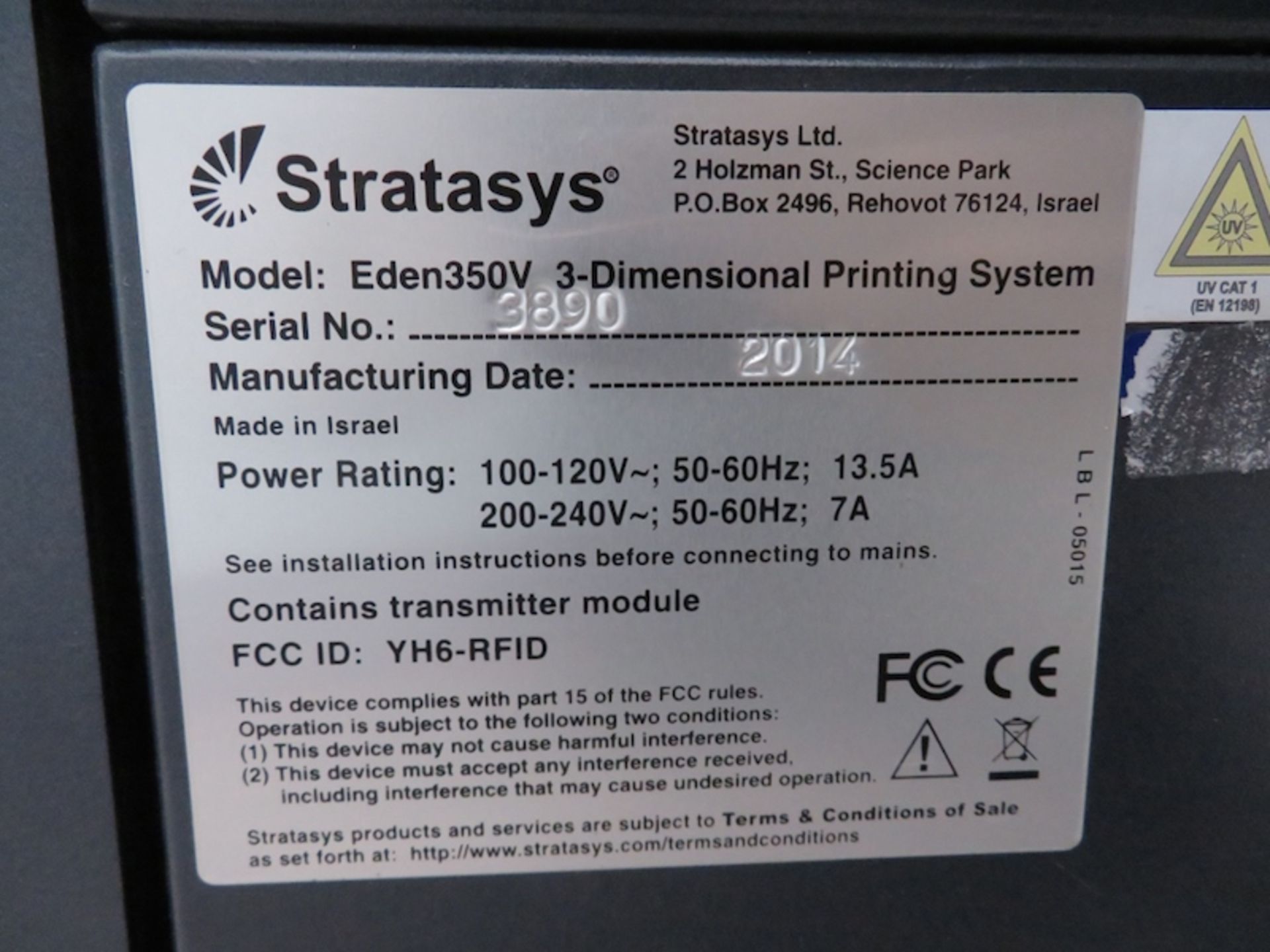 Stratsys Eden 350V 3D Printer, New in 2014 - Image 11 of 26