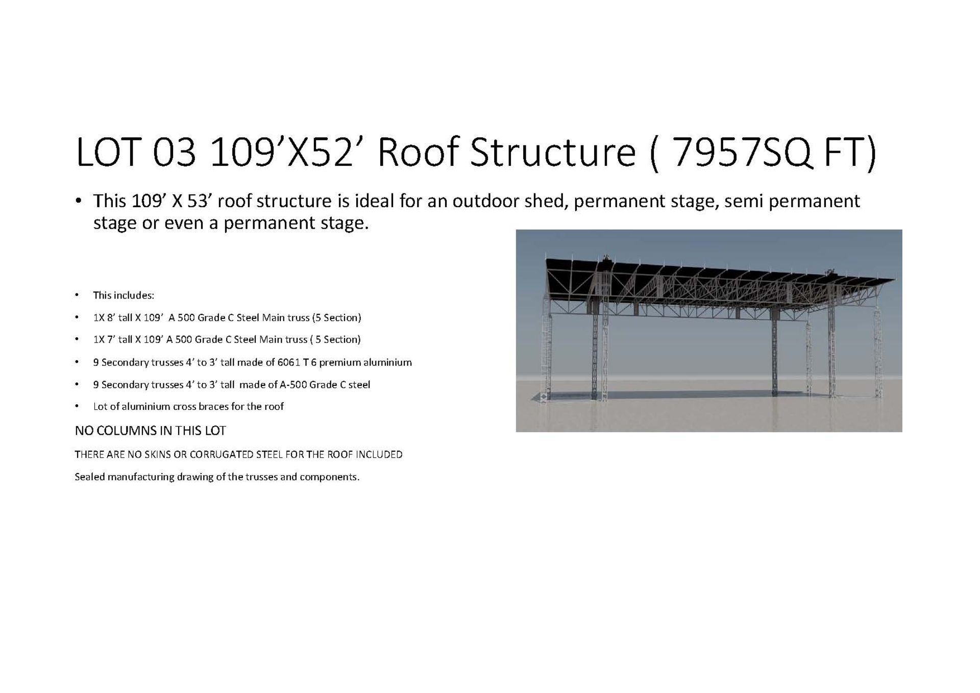 109'X53' Roof structure (no tarp) - Image 2 of 10
