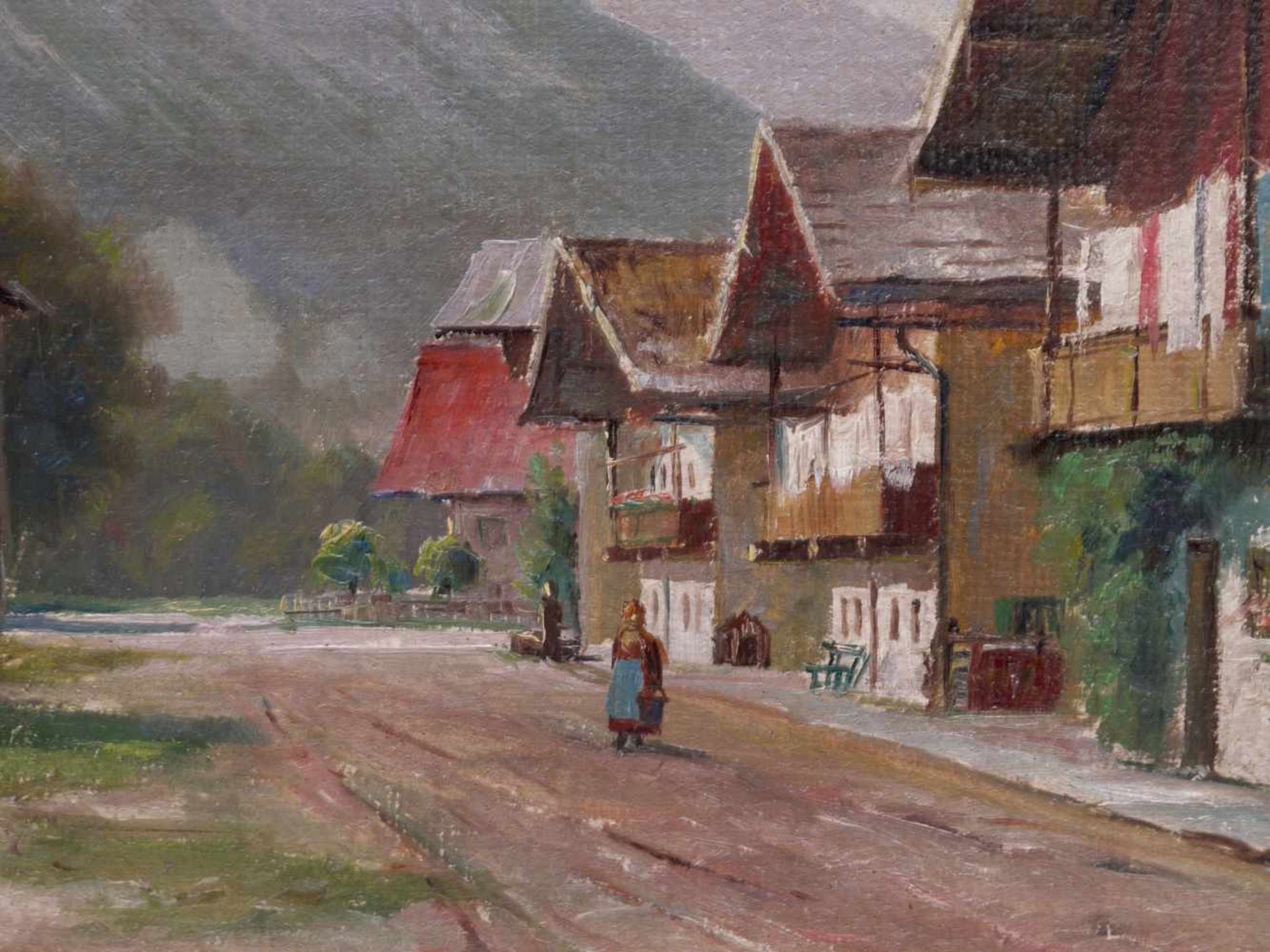 Kettemann, Erwin (1897-1971) - Frühlingsstraße München 1922Großformatiges Gemälde des Gebirgsmalers. - Bild 3 aus 7