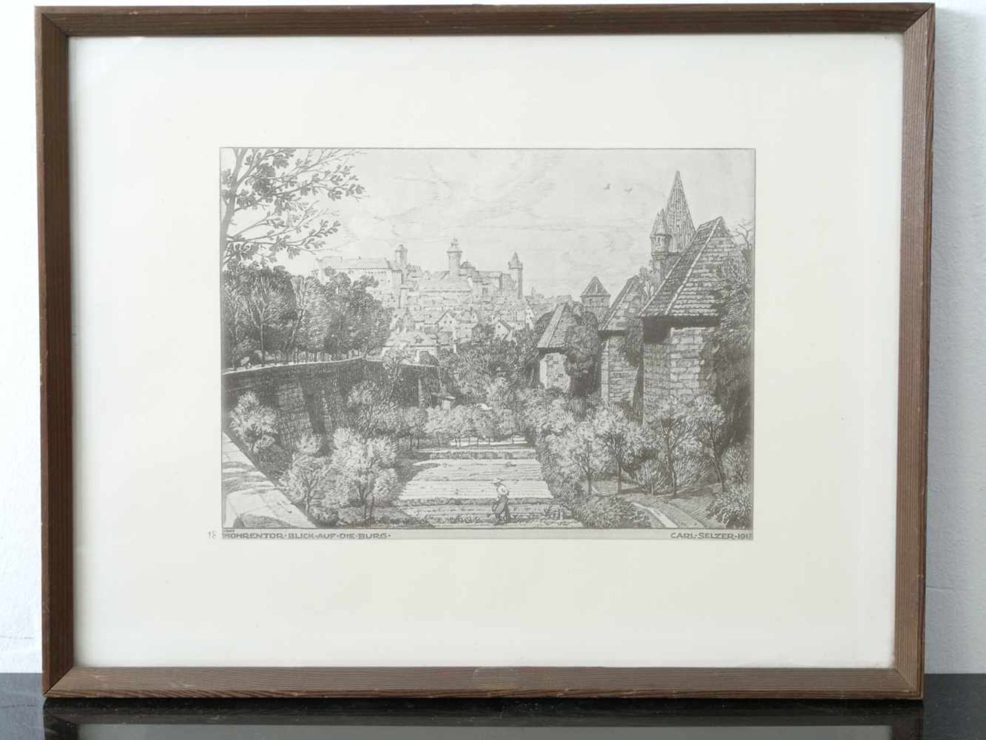 Selzer Carl (1872 -1939) - Vom Mohrentor Blick auf die Burg Lithografie 1913Blick durch den