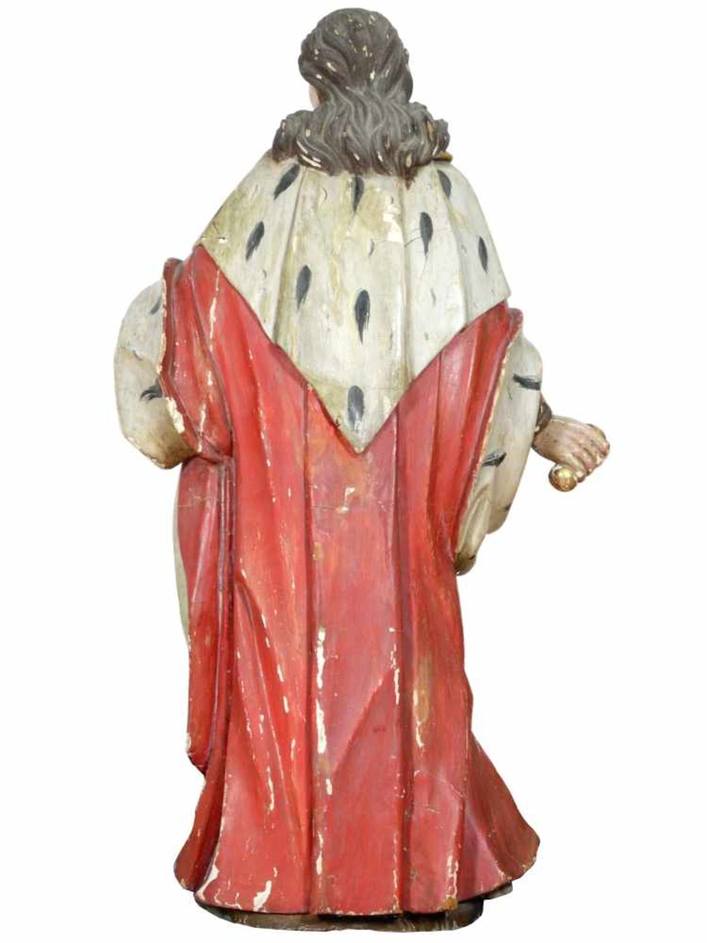 Holz Skulptur Heiliger Oswald von Northumbria 19. Jhd.Der Heilige wird seiner tradierten - Image 3 of 10