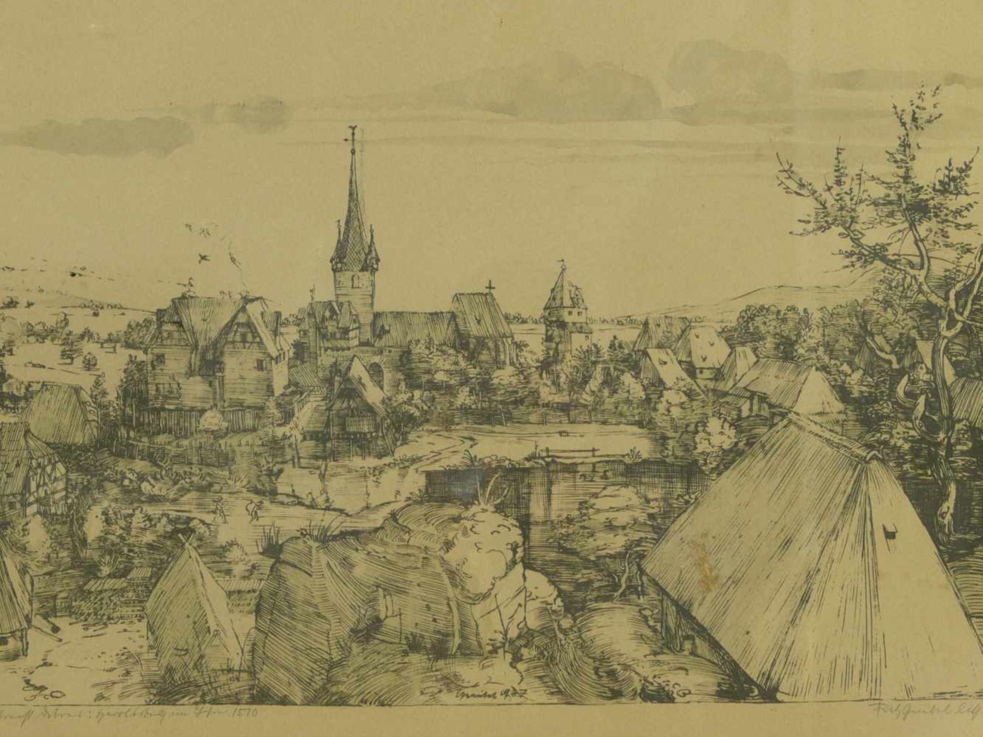 Griebel, Fritz (1899-1976) - nach Albrecht Dürer: Heroldsberg im Jahre 1510 Radierung 1937Blick - Image 3 of 5