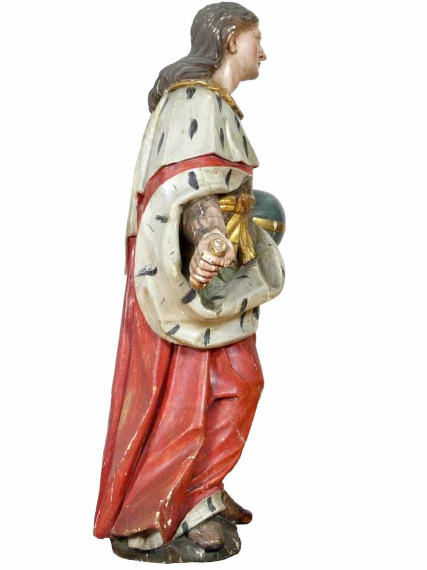 Holz Skulptur Heiliger Oswald von Northumbria 19. Jhd.Der Heilige wird seiner tradierten - Image 2 of 10