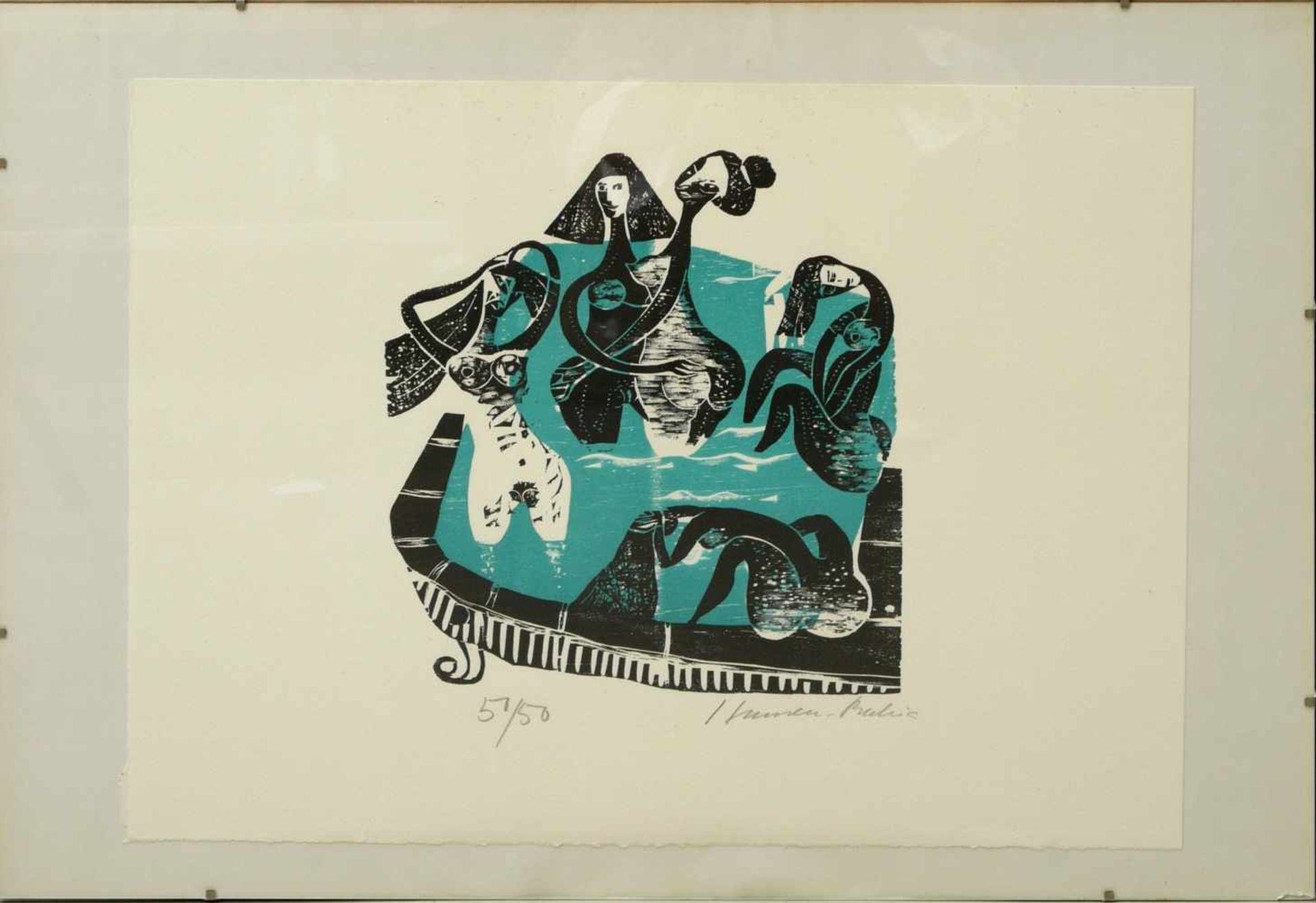 Hansen-Bahia, Karl Heinz (1915-1978) - Ohne Titel Farbholzschnitt 50/50Expressionistische
