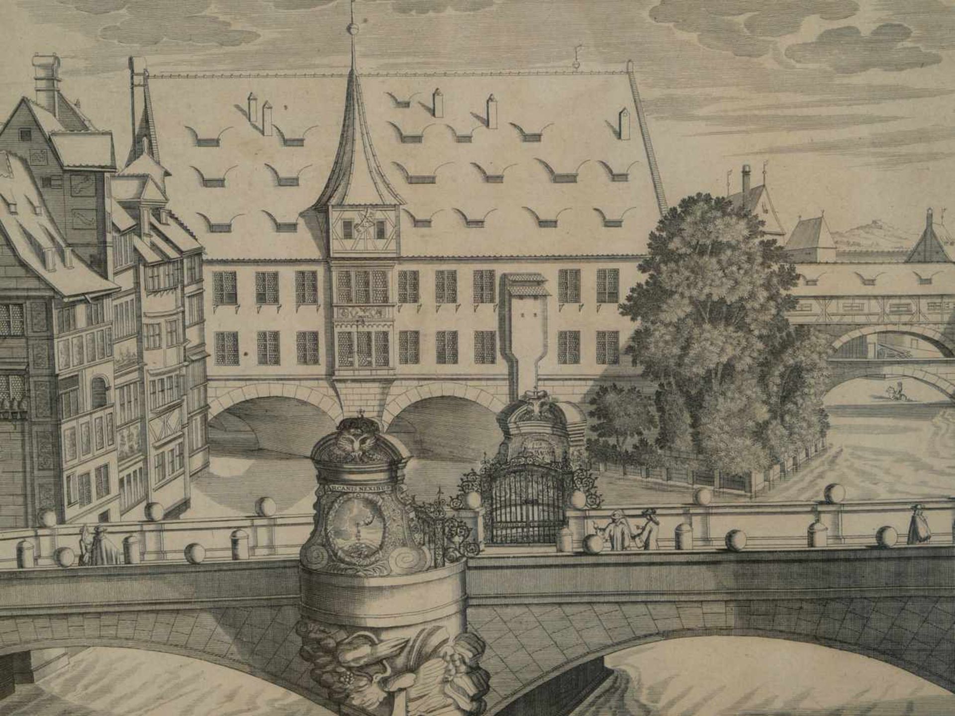 Graff, Johann Andras (1637-1701) - Die A. C. 1700 Neu Erbaute Brucken wie solche gegen dem Spital zu - Image 3 of 5
