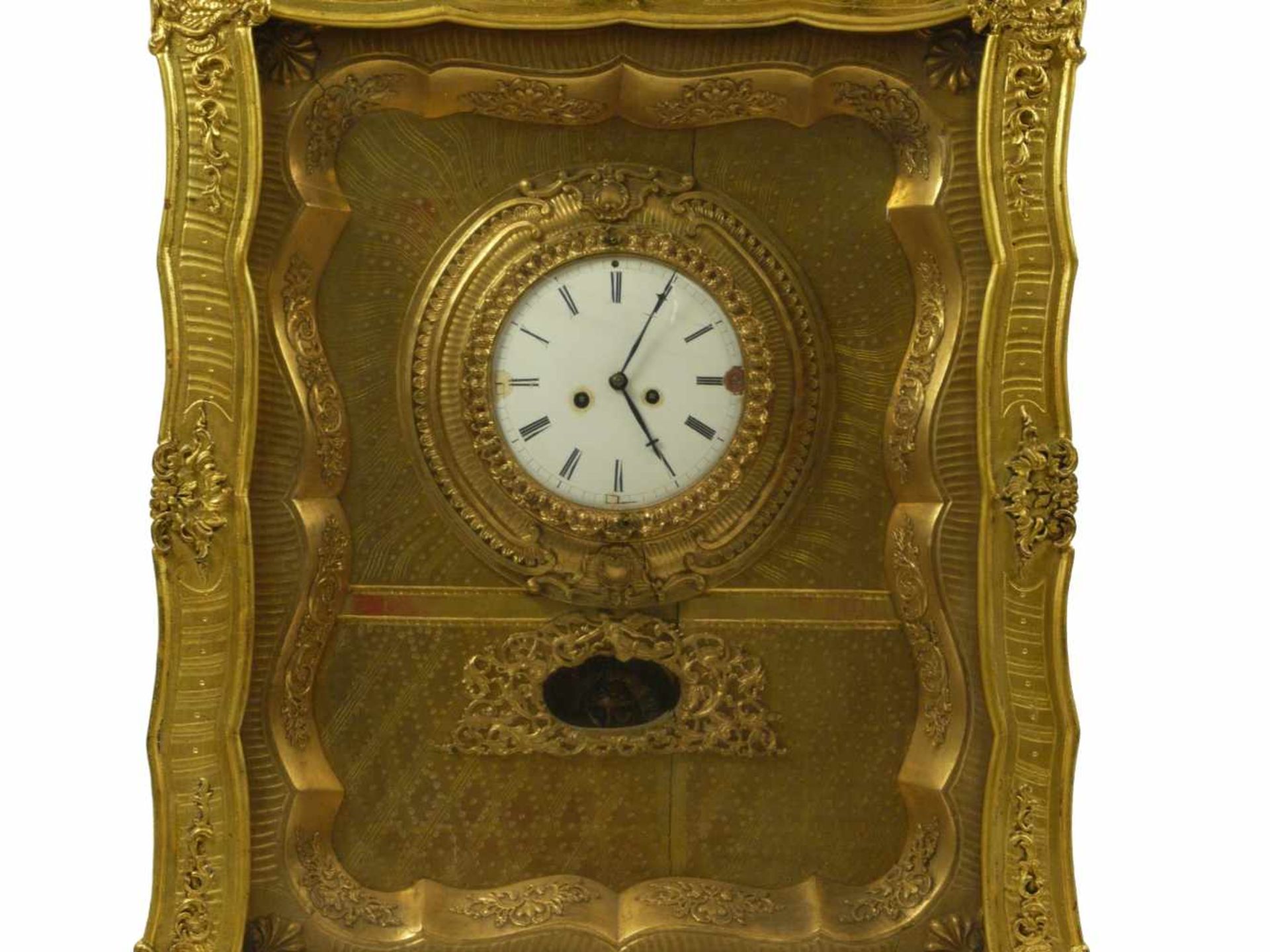 Wiener Rahmenuhr um 1830/40Wunderbares Beispiel des Wiener Biedermeier. Wanduhr mit vorgelegtem, - Bild 2 aus 10