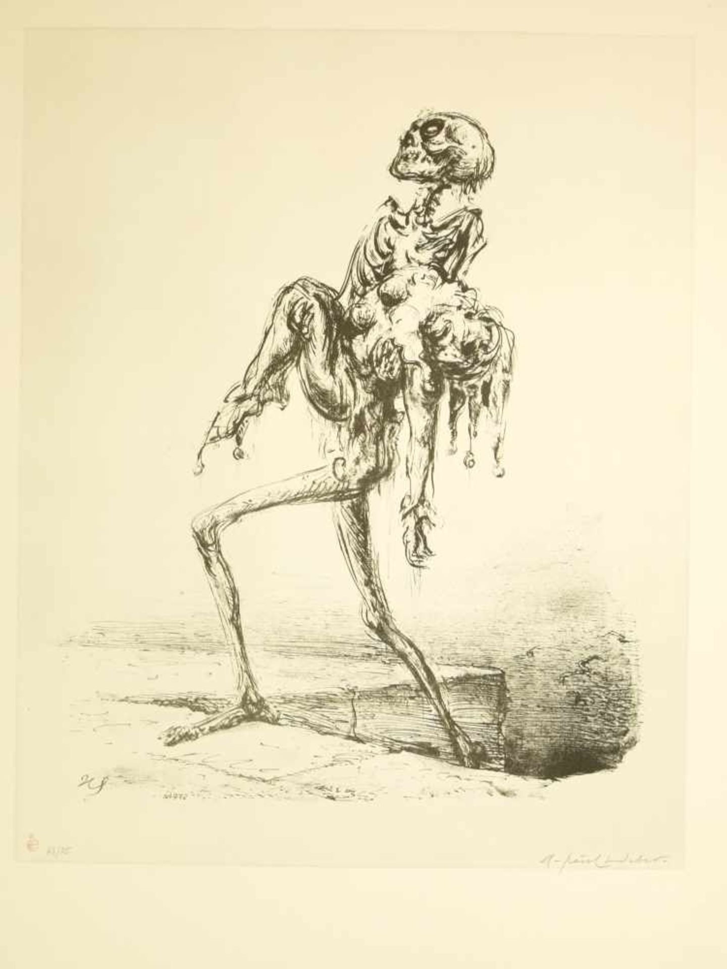 Weber, Andreas Paul (1883/93-1980) - Unsterblicher Kasper Lithographie 43/75 1970Der Tod, in