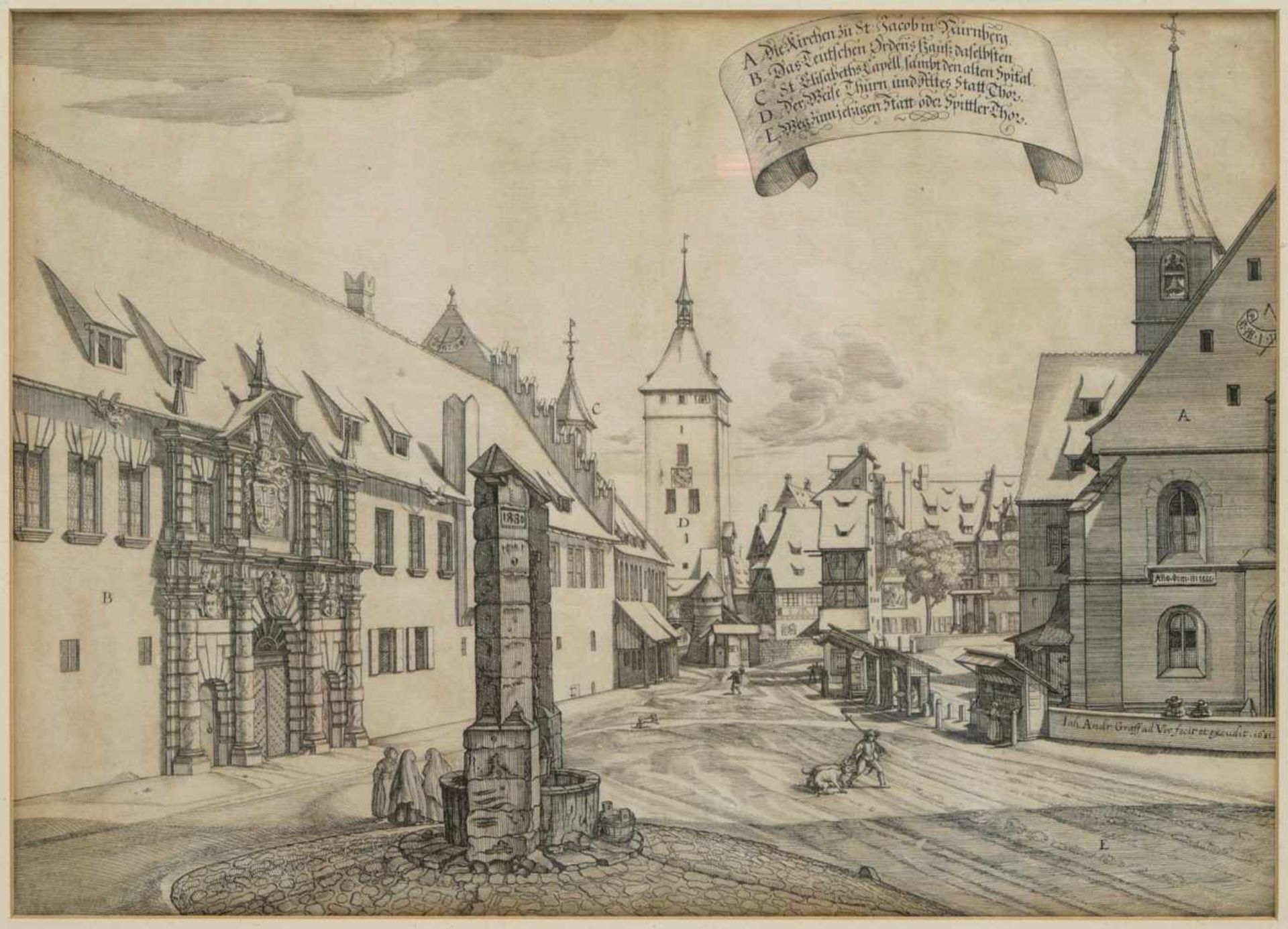 Graff, Johann Andras (1637-1701) - Die Kirche zu St. Jacob in Nürnberg. Das Teutschen Ordens Hauß - Bild 2 aus 4