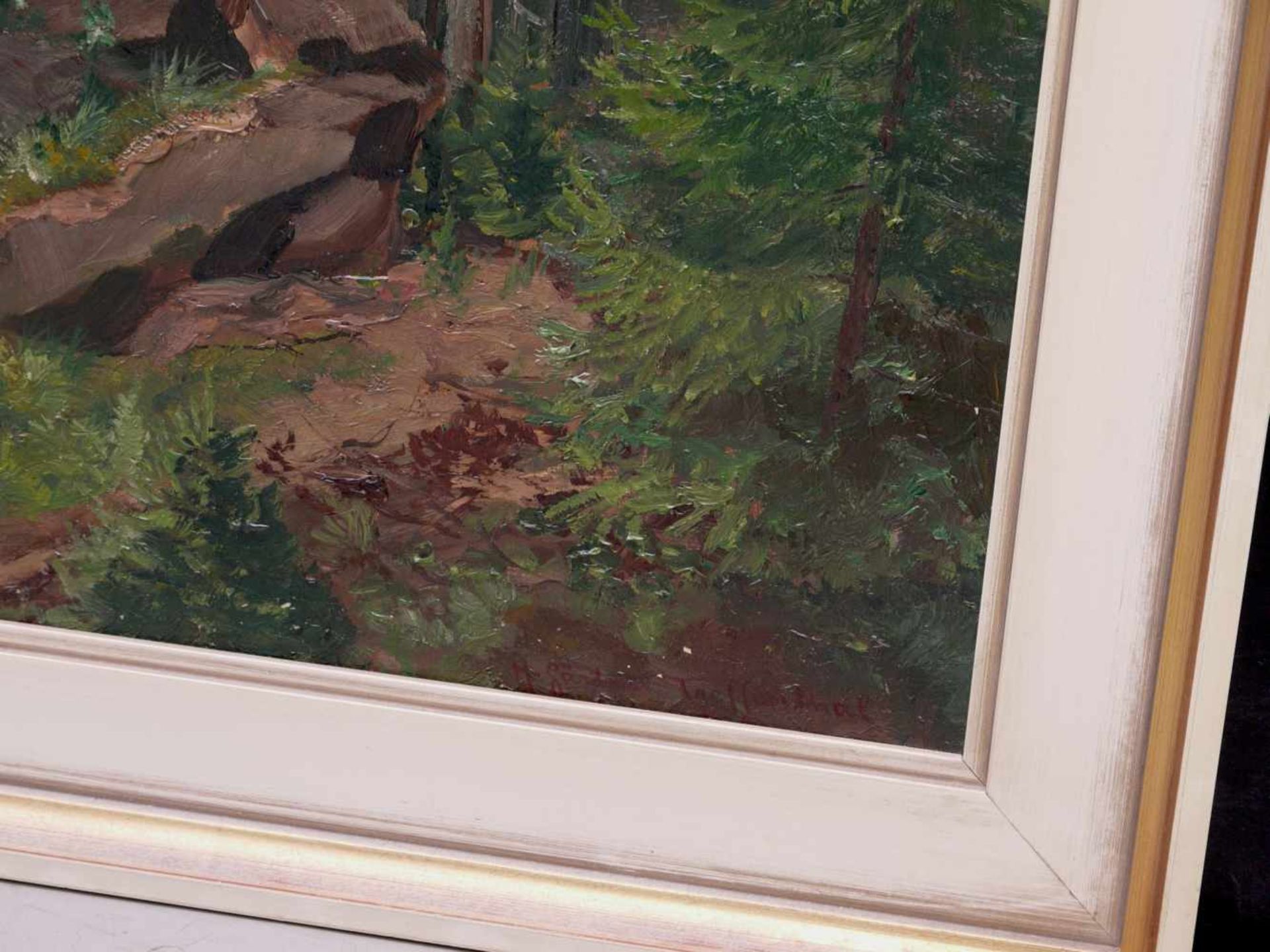 Gärtner-Tieffenthal, H. (20. Jhd.) - WaldansichtAnsicht auf eine malerische Waldlichtung in deren - Bild 5 aus 7