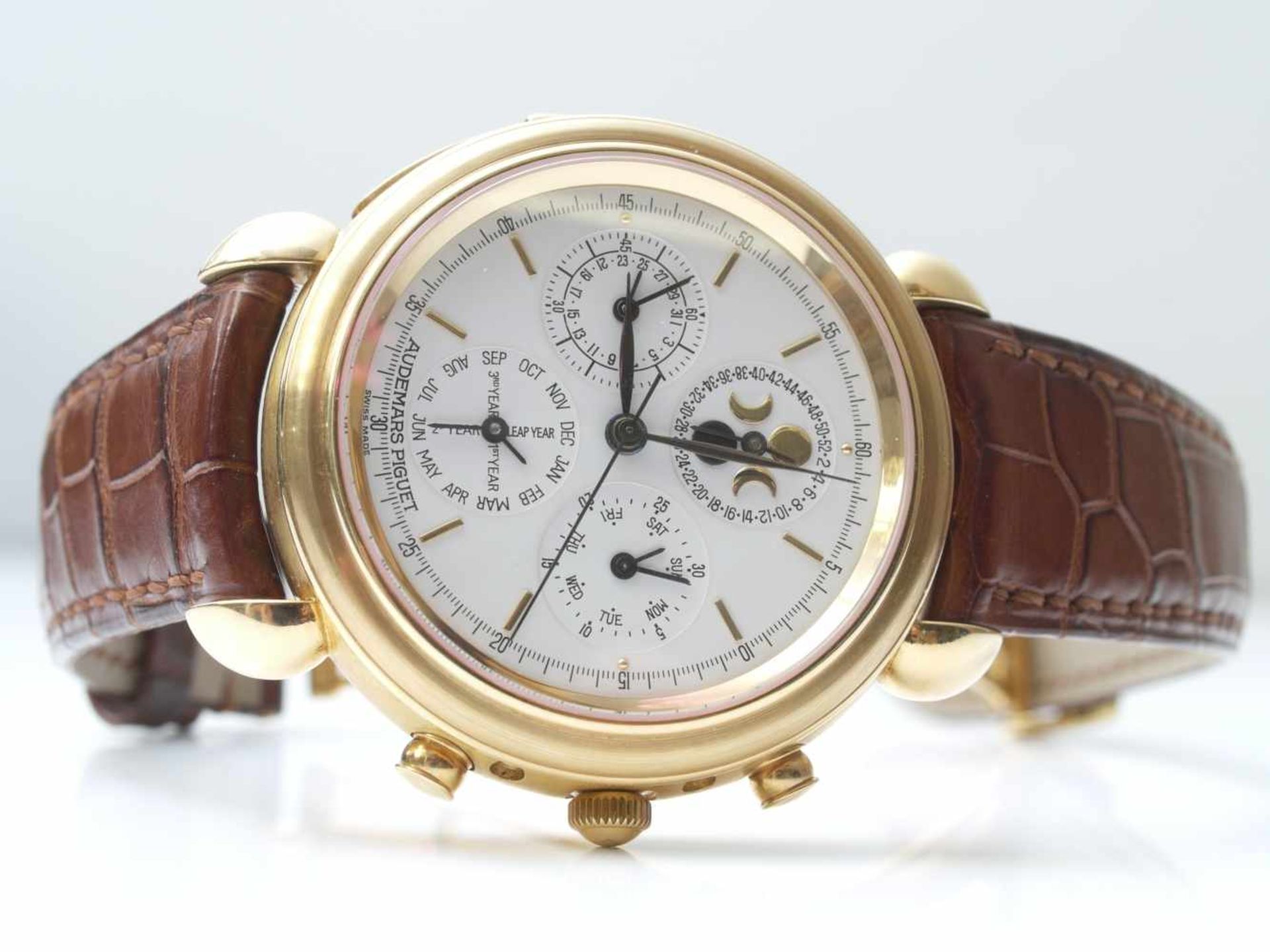 Audemars Piguet Triple Complication AutomatikBaujahr 1992, Gehäuse Gelbgold, mit Lederband und - Bild 9 aus 12