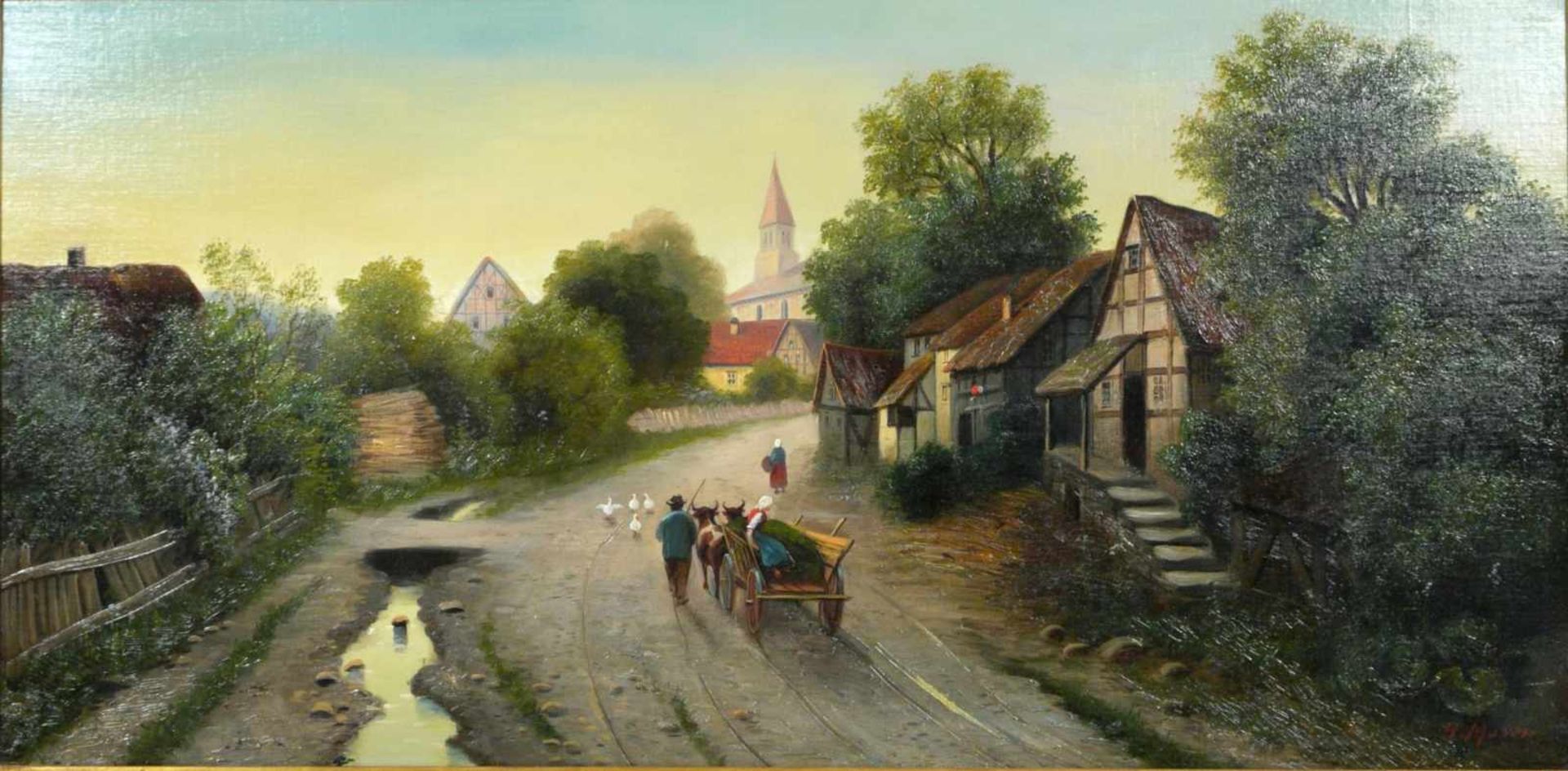 Moser, Herrmann (1835-?) - Dorfstraße in NiederbayernBlick in eine typisch bayerisch dörfliche - Bild 2 aus 6