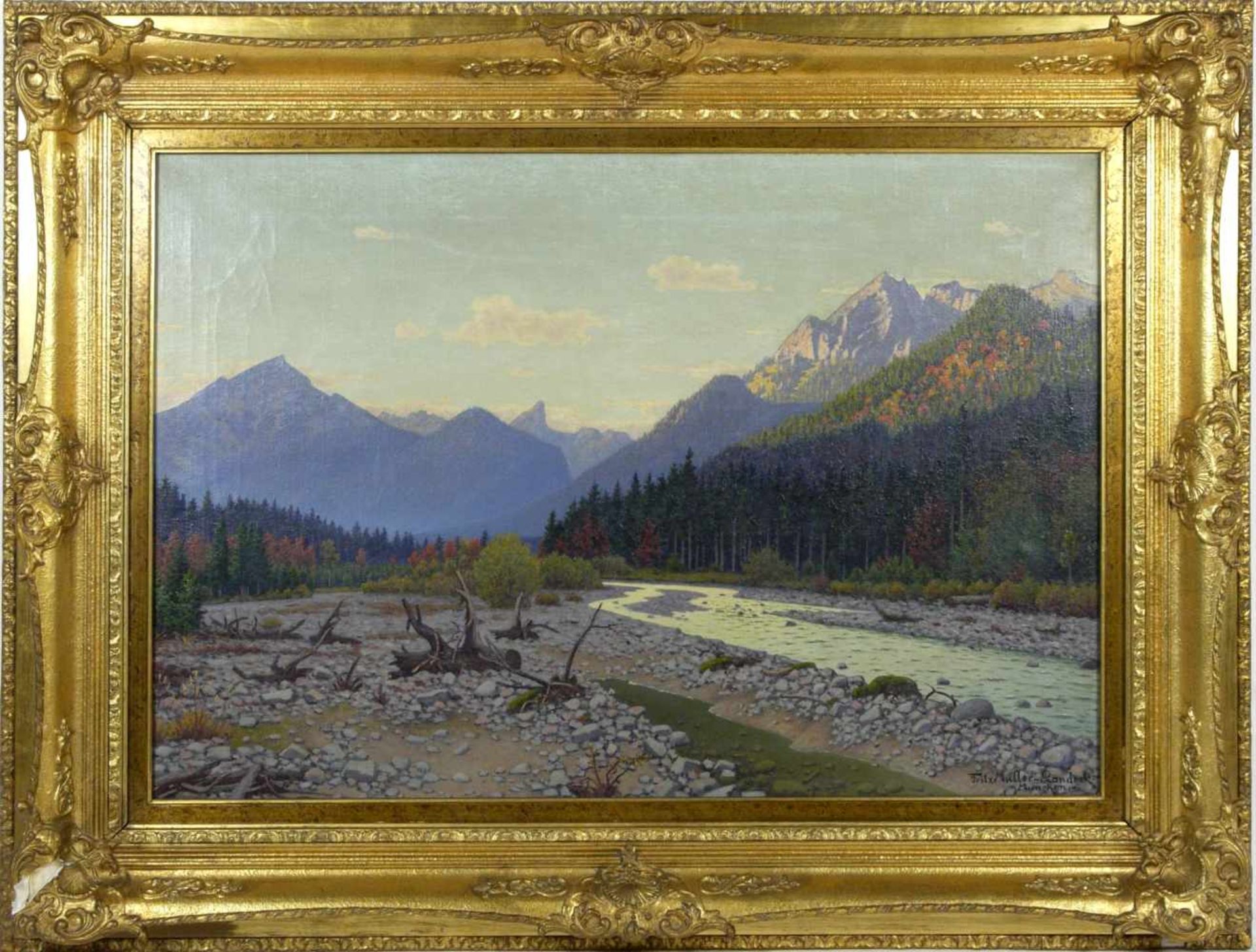 Müller-Landeck, Fritz (1865-1942) - Tal bei Schloss LinderhofBlick auf das Ammergauer Alp