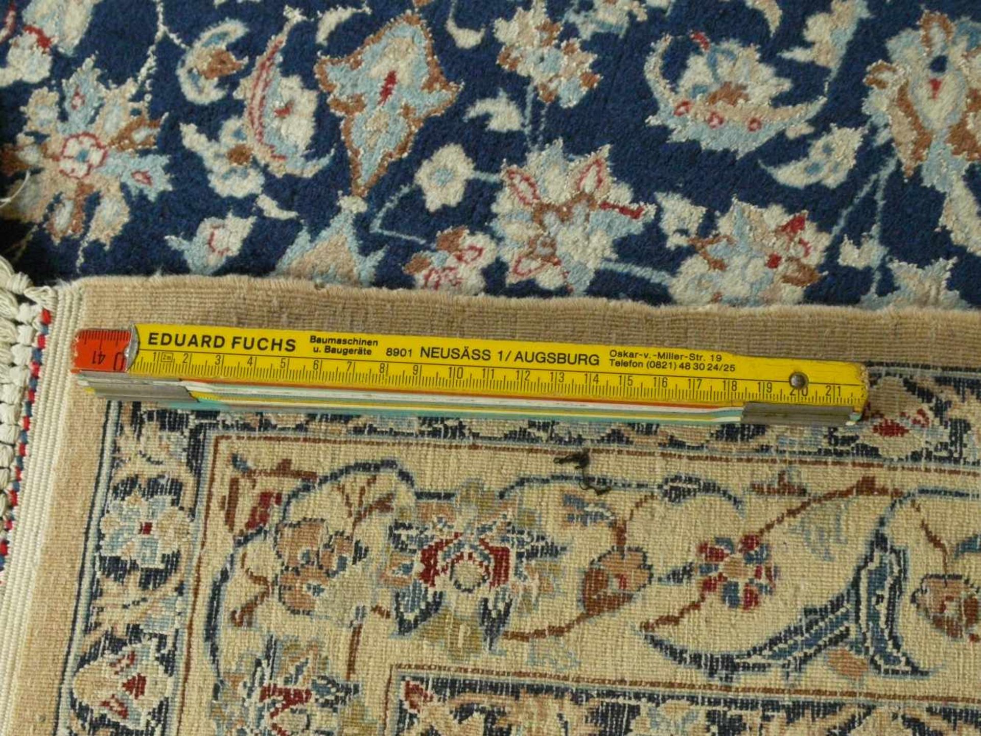 OrientteppichGroßer Teppich mit Wollflor. Blau-beige Farbigkeit, breite Bordüre und orientalisches - Bild 3 aus 3