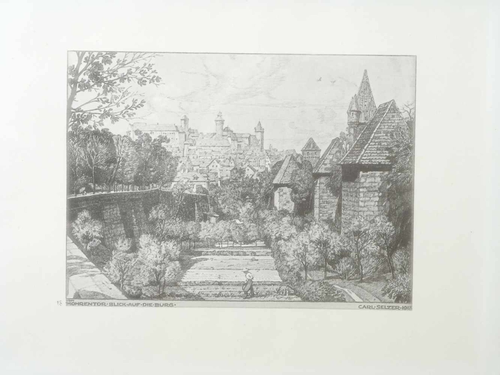 Selzer Carl (1872 -1939) - Vom Mohrentor Blick auf die Burg Lithografie 1913Blick durch den - Bild 2 aus 5