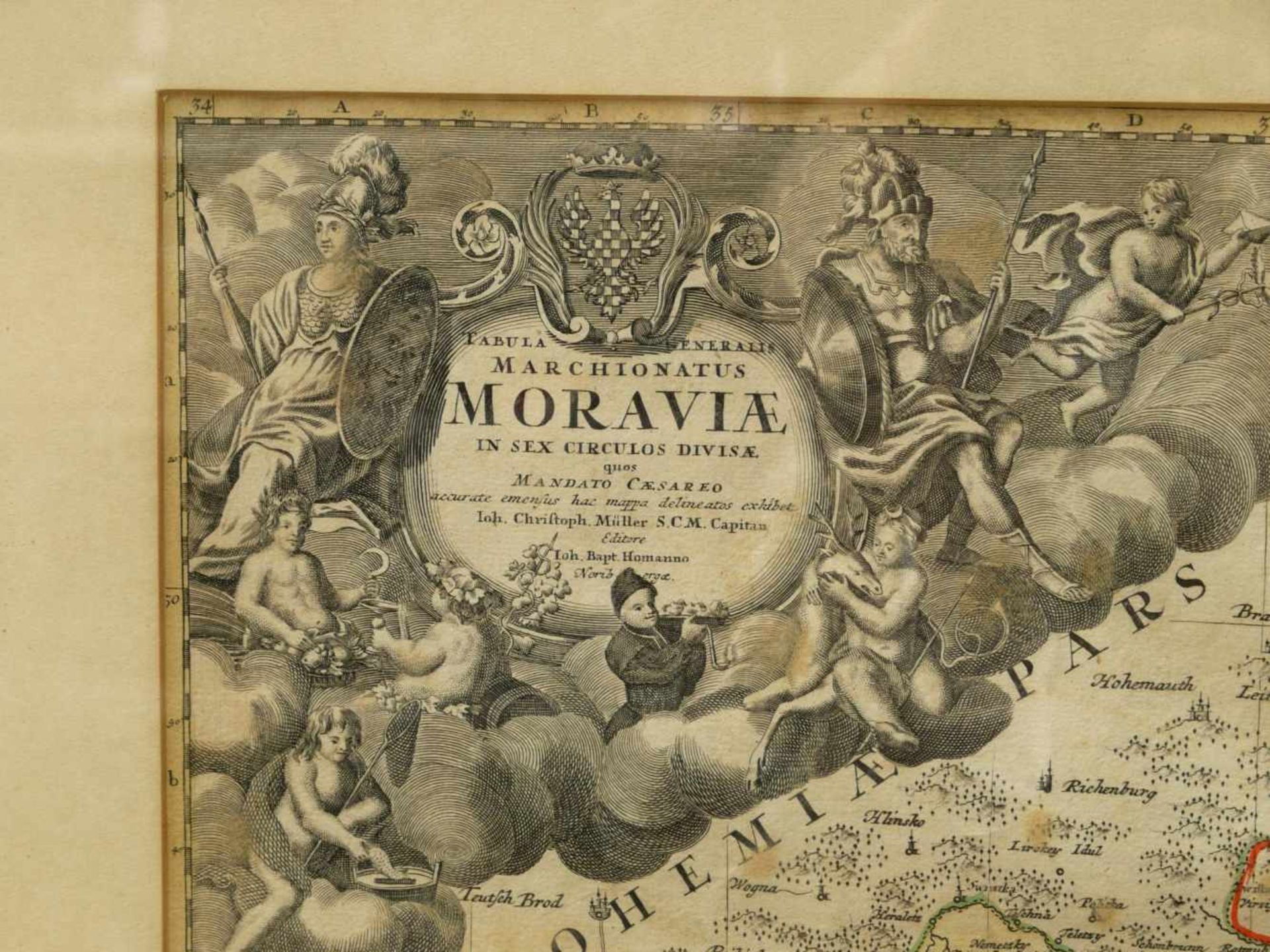 Homann, Johann Baptist (1664-1724) - Tabula genaralis marchionatus Moraviae Kolorierte - Bild 3 aus 5