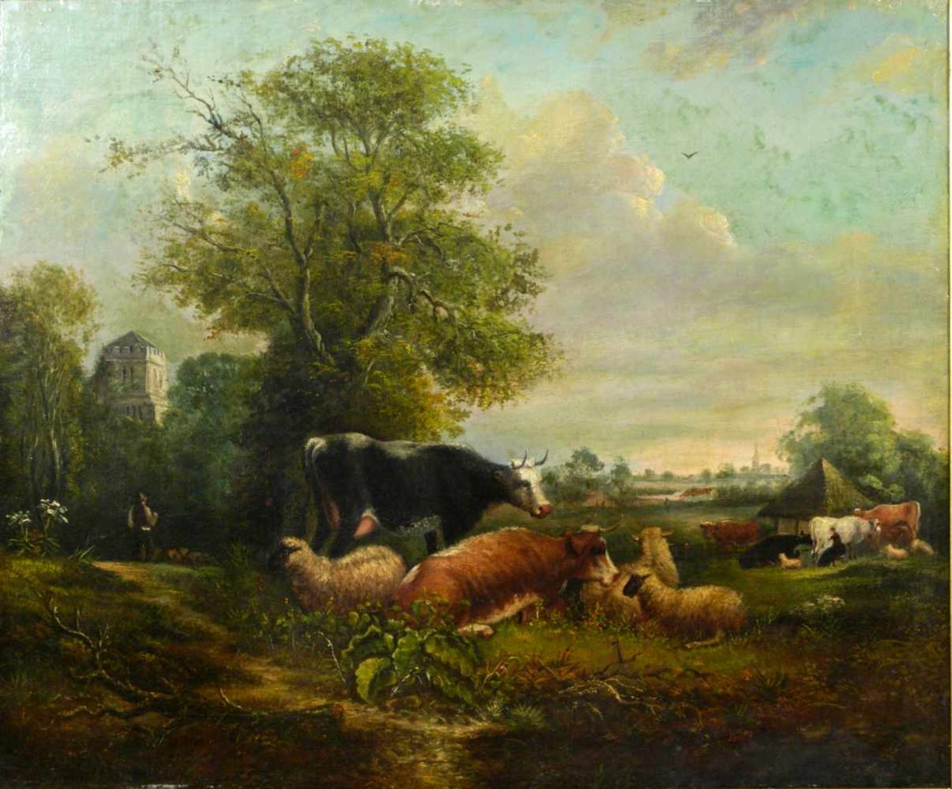 Van Os, Pieter Gerardus (1776-1839) - Romantische Landschaft mit Tieren und SchäferIdealistische - Bild 2 aus 8