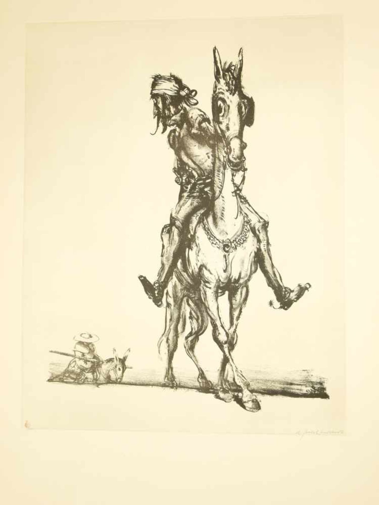 Weber, Andreas Paul (1883/93-1980) - Don Quijote Lithographie 1959Großformatiger Druck, der reitende