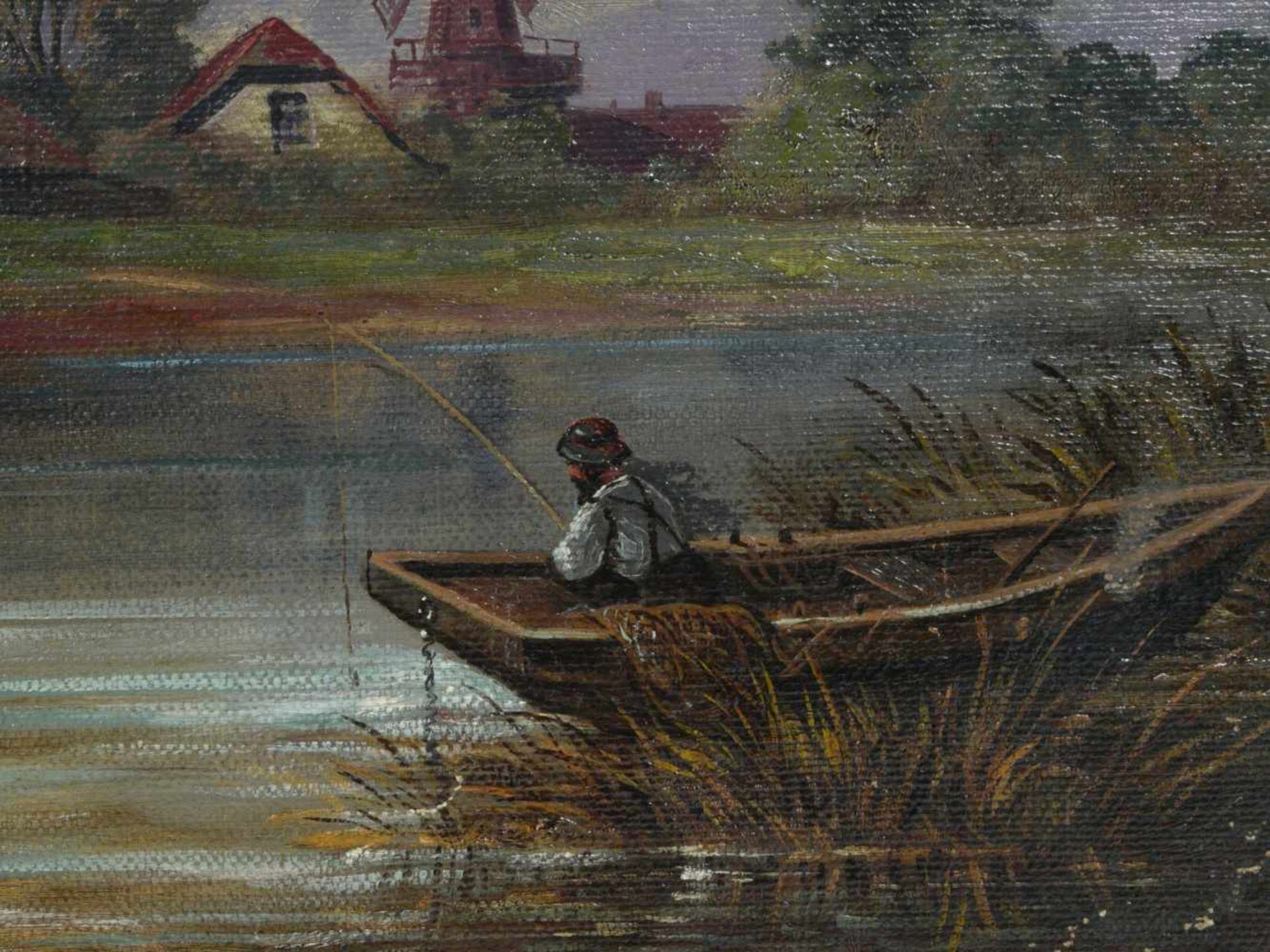 Perlberg, Friedrich (1848-1921) - Fischer in FlußlandschaftEin Fluß mit einem einsamen Fischer in - Bild 5 aus 6