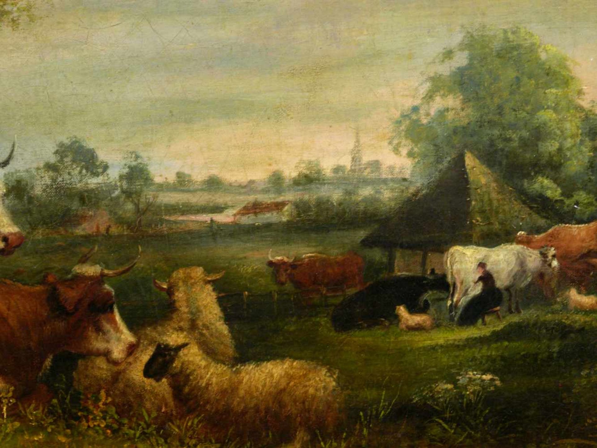 Van Os, Pieter Gerardus (1776-1839) - Romantische Landschaft mit Tieren und SchäferIdealistische - Bild 7 aus 8