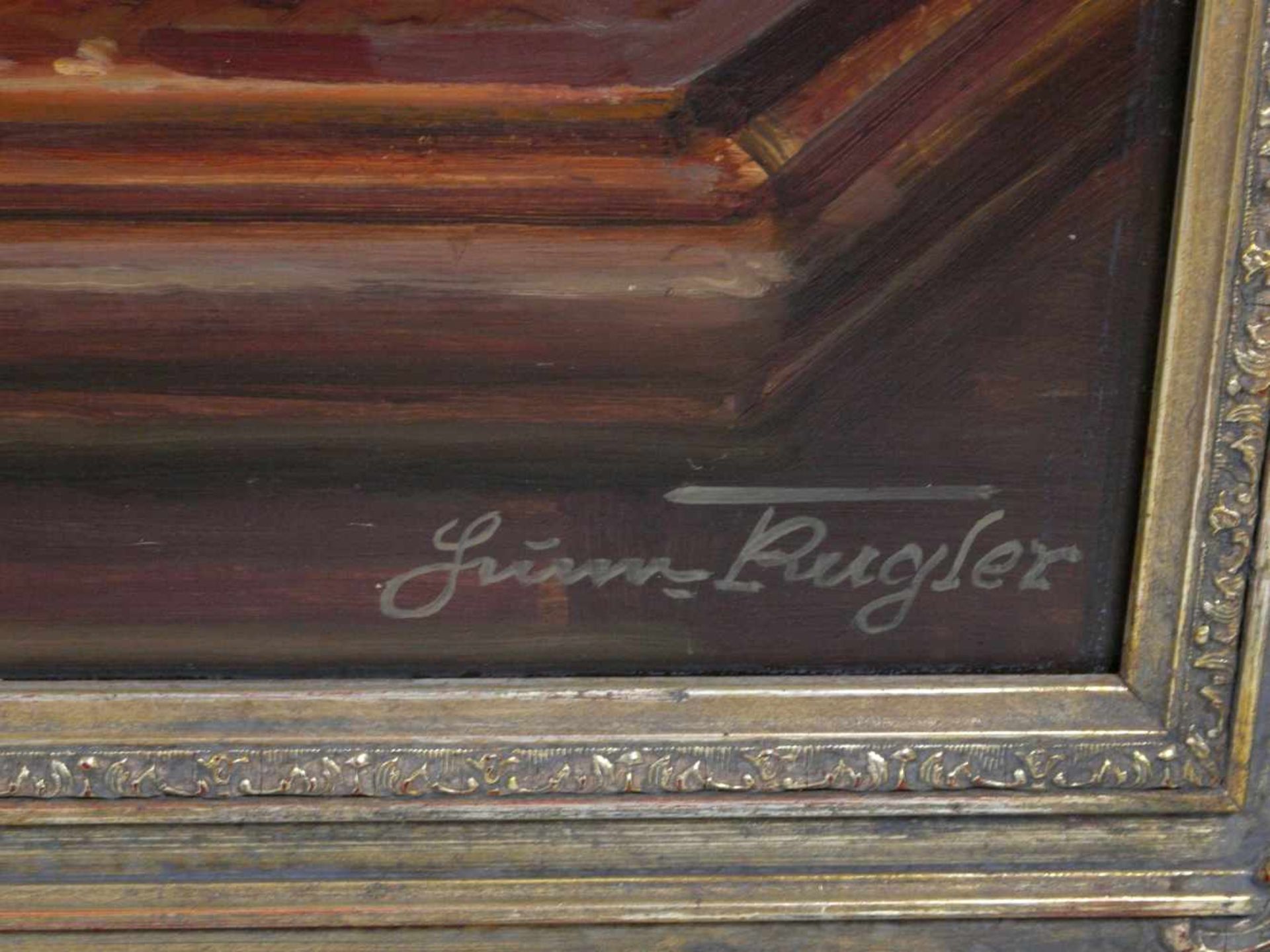 Kugler, Heinrich (1888- ca. 1946) - Symbolträchtiges Stillleben NürnbergGroßformatiges Gemälde in Öl - Bild 4 aus 8