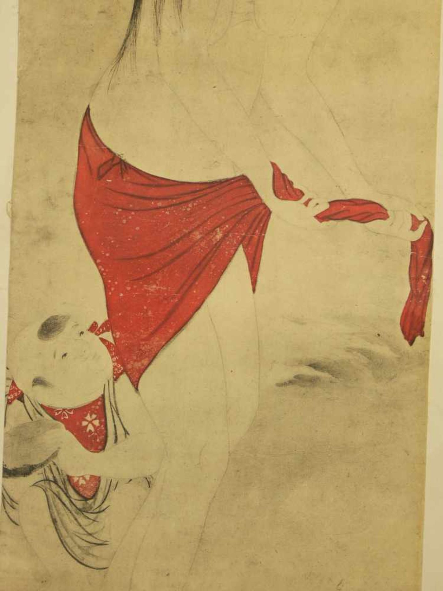 Utamaro, Kitagawa (1753-1806) - Farbholzschnitt Erotische SzeneGroßer Farbholzschnitt mit erotischem - Image 3 of 3