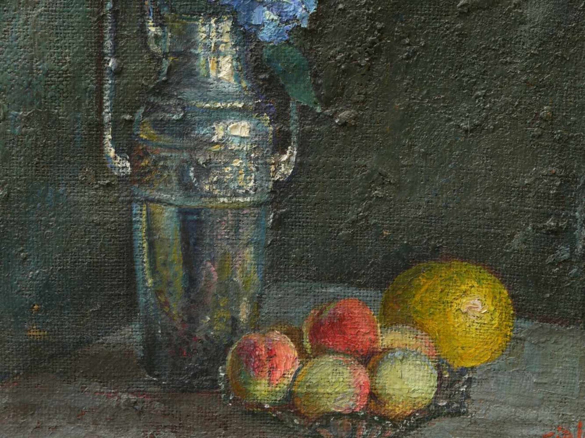 Fiala, Vaclav (1896-1980) - Stillleben mit Vase und FrüchtenAnsicht einer hohen, silbernen - Bild 4 aus 8