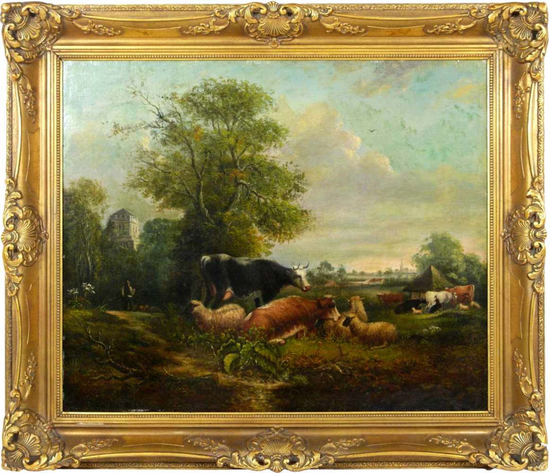 Van Os, Pieter Gerardus (1776-1839) - Romantische Landschaft mit Tieren und SchäferIdealistische