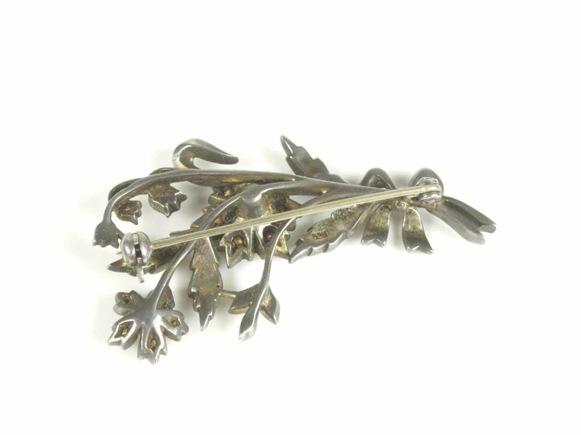 Brosche Silber 825 mit BrillantbesatzZeitlos elegante Form eines Blumenbouquets aus Wiesenblumen und - Bild 2 aus 3