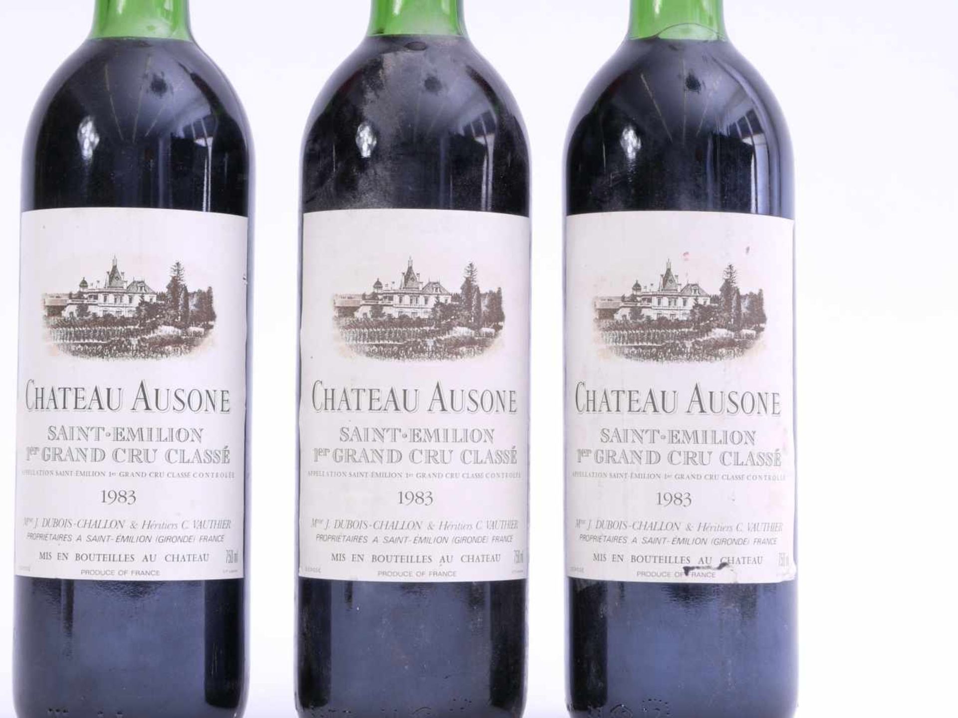 3 Flaschen Rotwein Chateau Ausone Saint-Emilion 1er Grand Cru 1983Nachlass aus einem gepflegten - Bild 2 aus 2