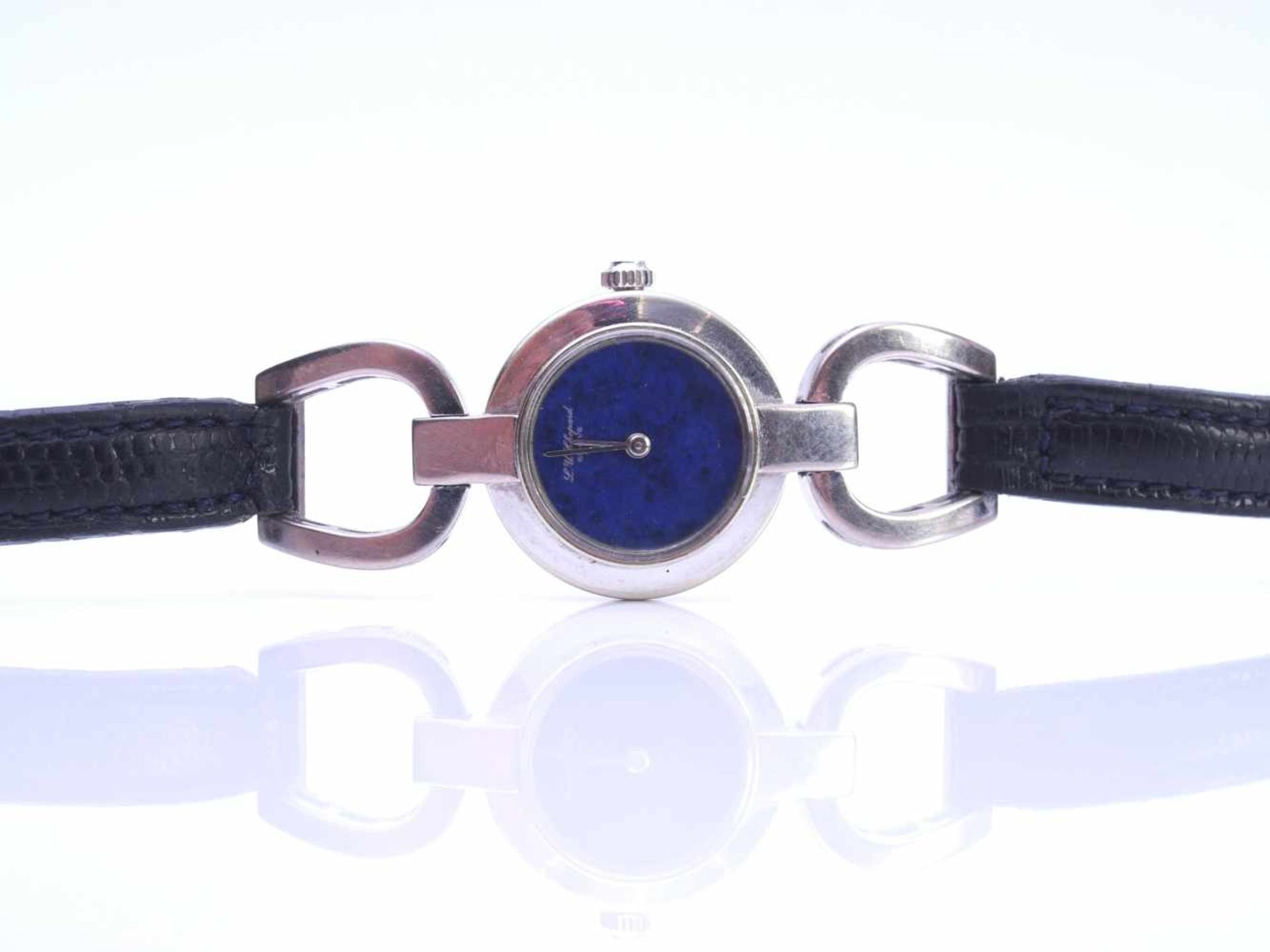 Chopard DamenuhrBlaues, rundes Ziffernblatt ohne Indizes. Silberne Zeiger sowie silbernes