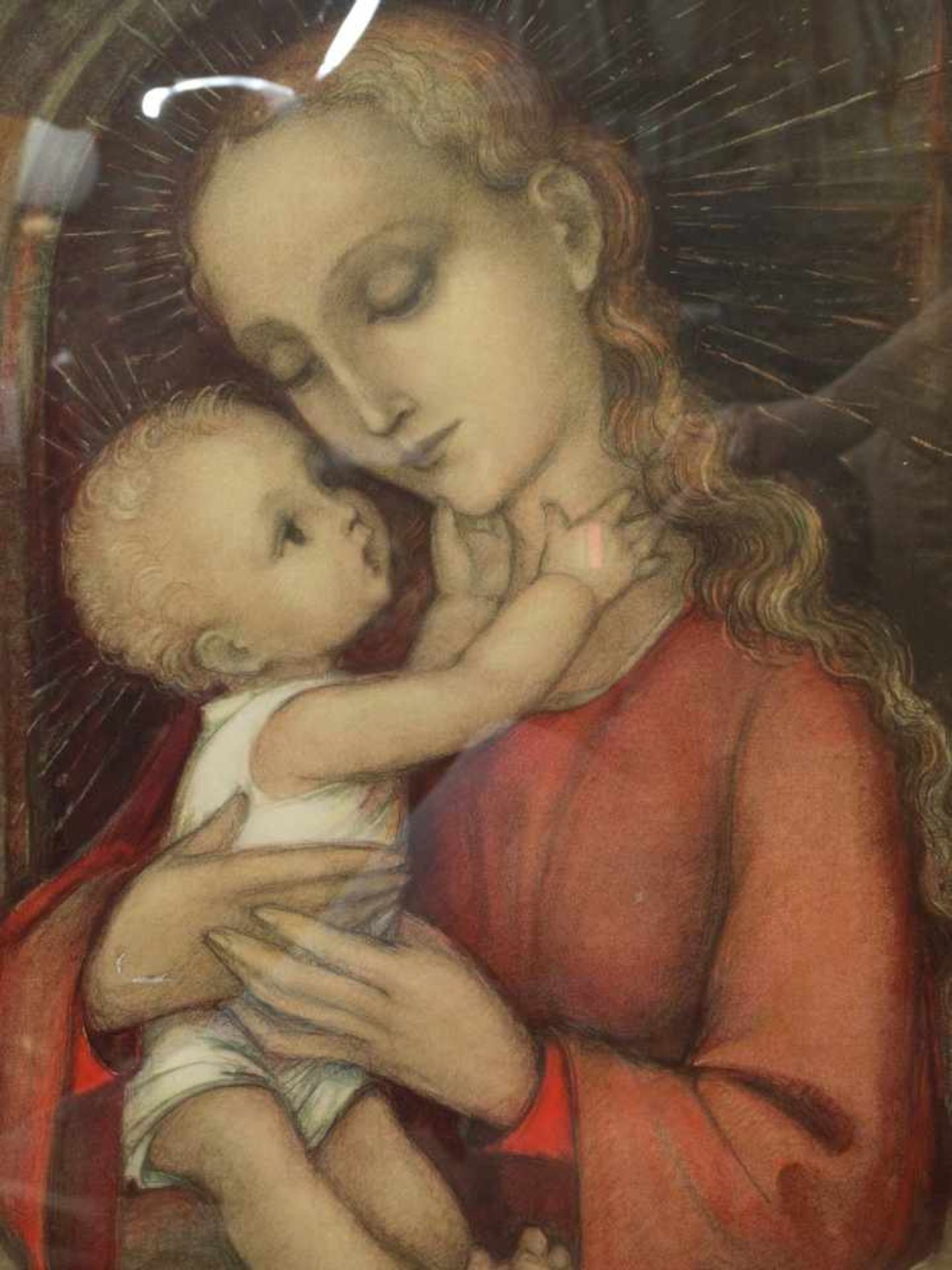 Hummel, MI - Großformatiger Druck Madonna in RotDruck nach einem Bild der Maria Innocencia Hummel, - Bild 3 aus 3