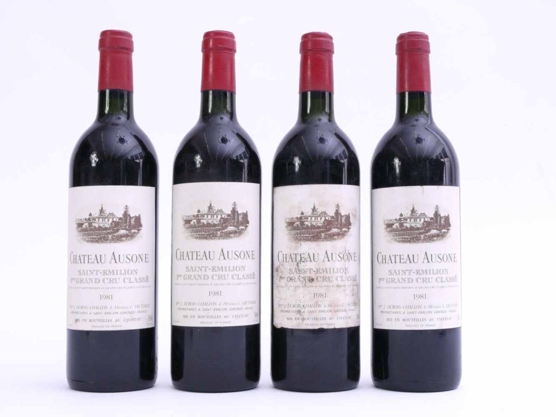 3 Flaschen Rotwein Chateau Ausone Saint-Emilion 1er Grand Cru 1981Nachlass aus einem gepflegten