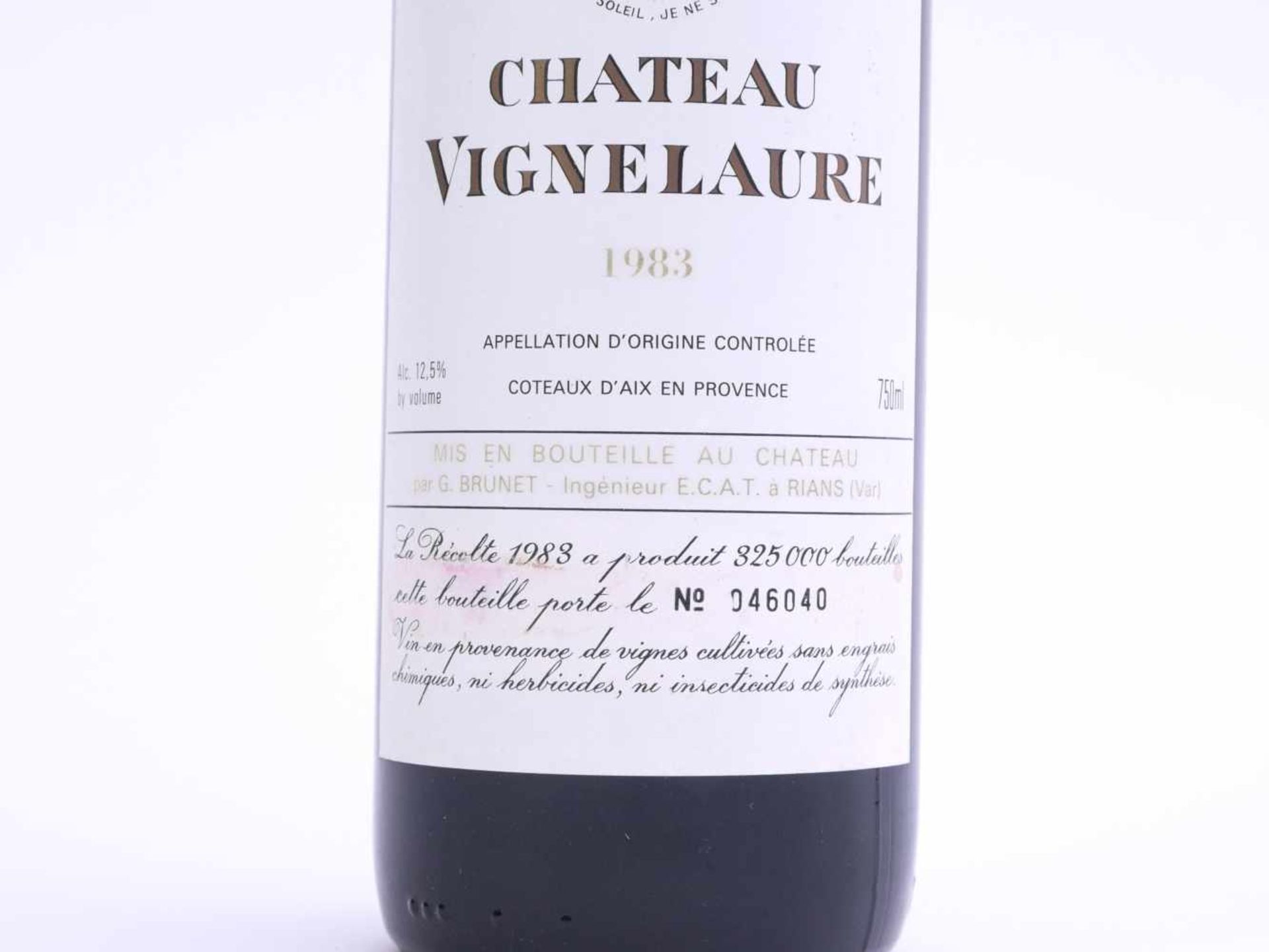 Flasche Rotwein Chateau Vignelaure 1983Nummeriertes Exemplar 046040 von 325000 gesamt abgefüllten - Image 3 of 3