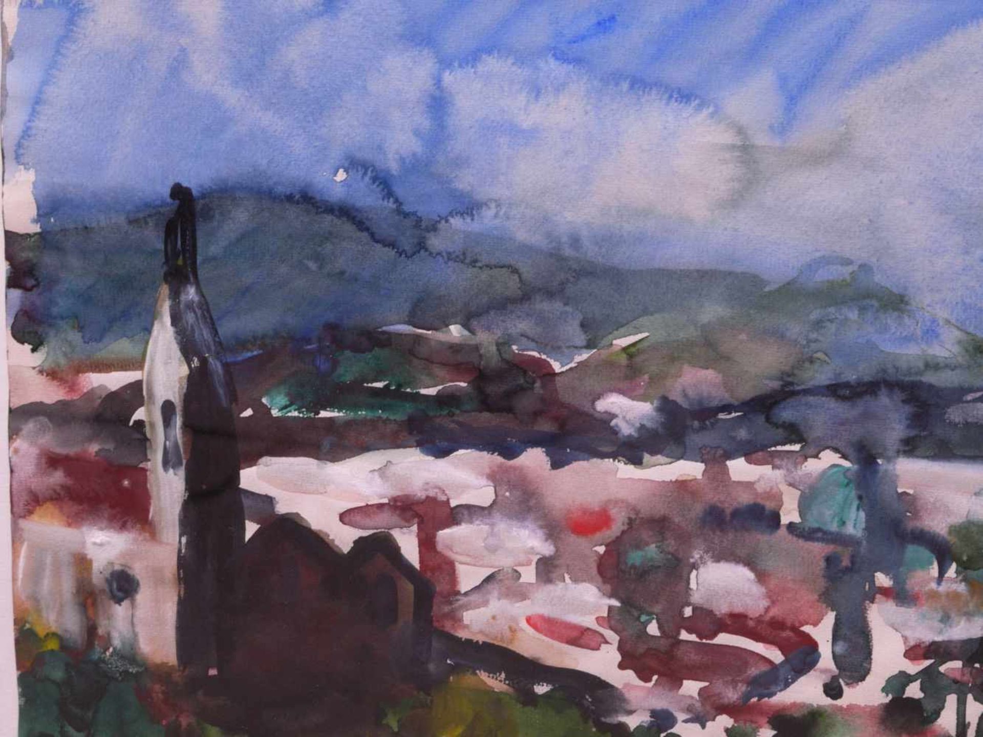 Fußmann, Klaus (1938) - Florenz Aquarell 1983Seltene Landschaftsdarstellung des Künstlers. Florenz - Bild 3 aus 5