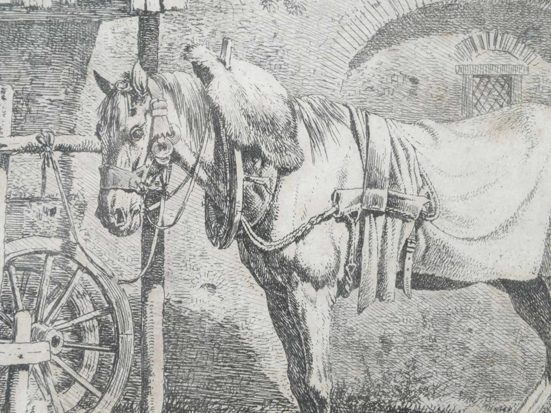 Klein, Johann Adam (1792 Nürnberg - 1875 München) - Das Zugpferd am Schupfen Radierung - Bild 2 aus 3