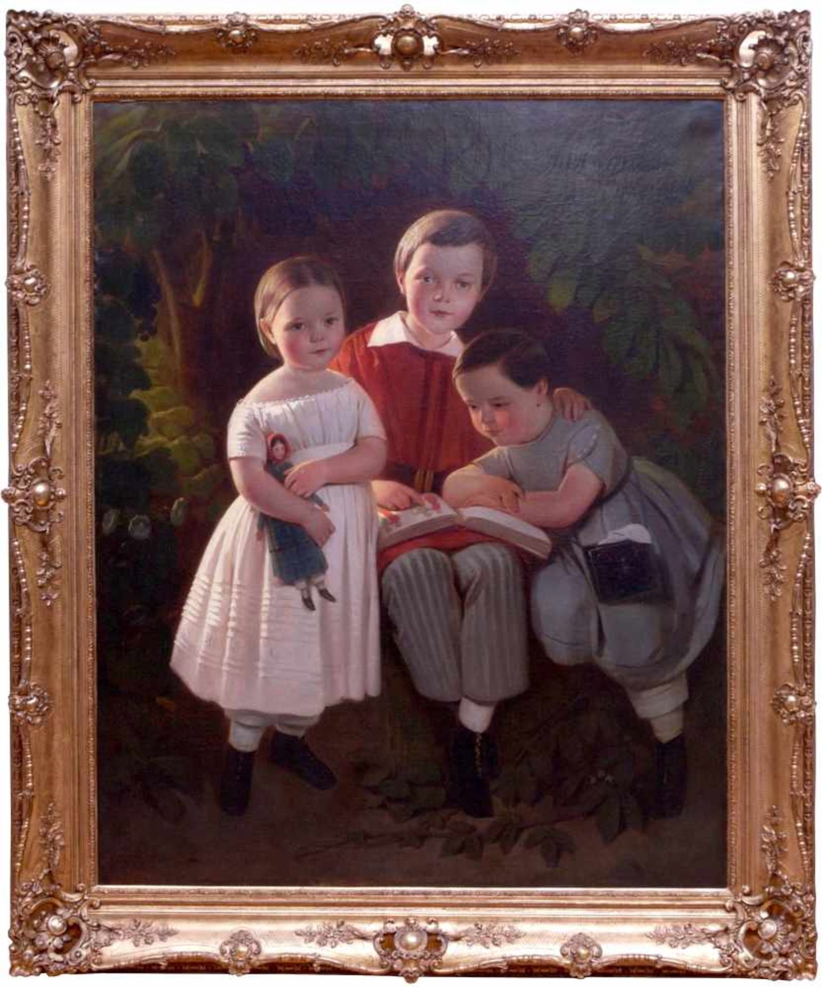 Karl Theodor von Piloty (1826-1886) - Portrait Familie Knauth in Leipzig 1849Großformatiges Portrait