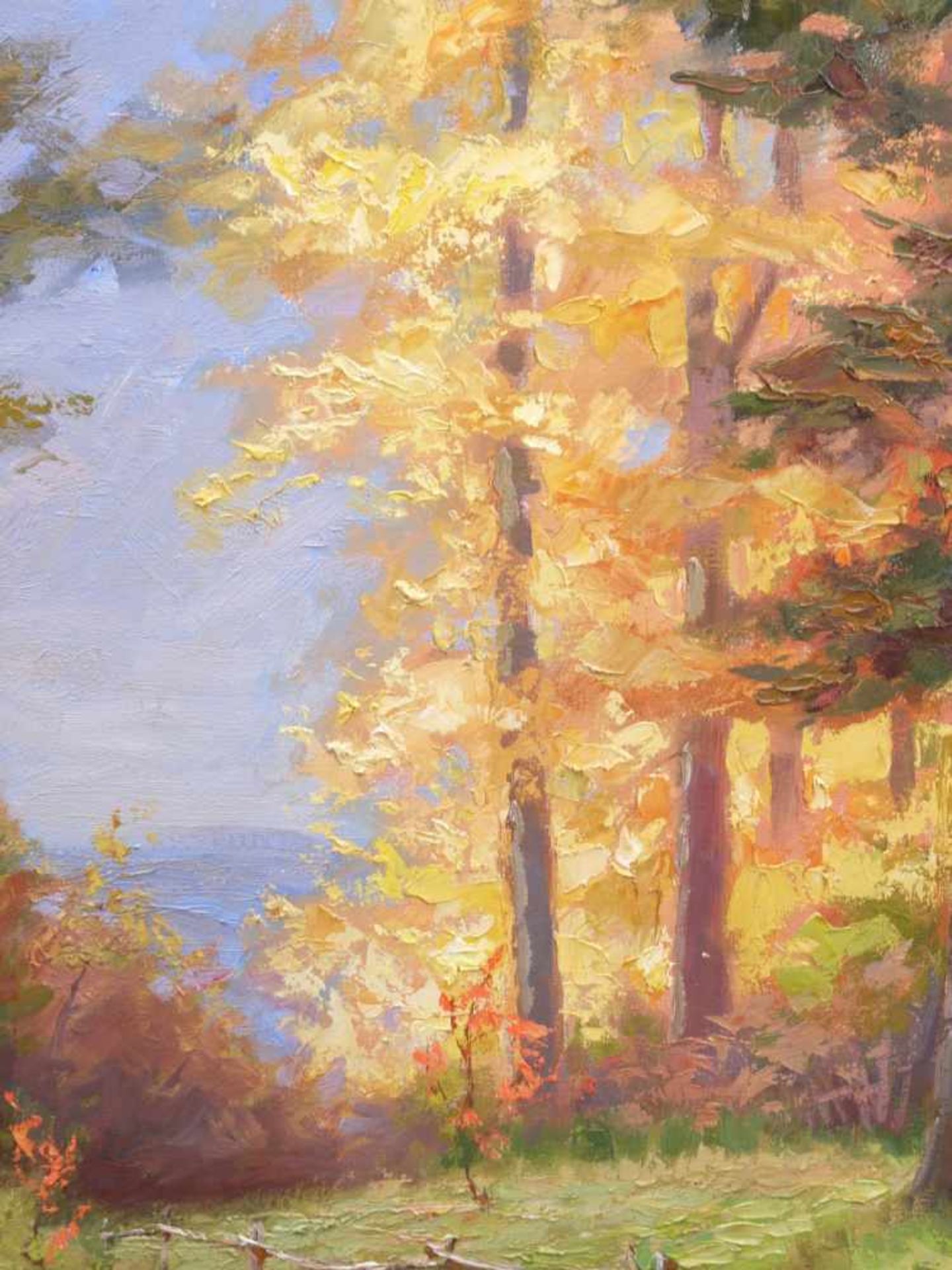 Böhme, Hans (1905-1982) - Herbstlicher LaubwaldIn golden-herbstlicher Farbpalette strahlt diese - Bild 3 aus 5