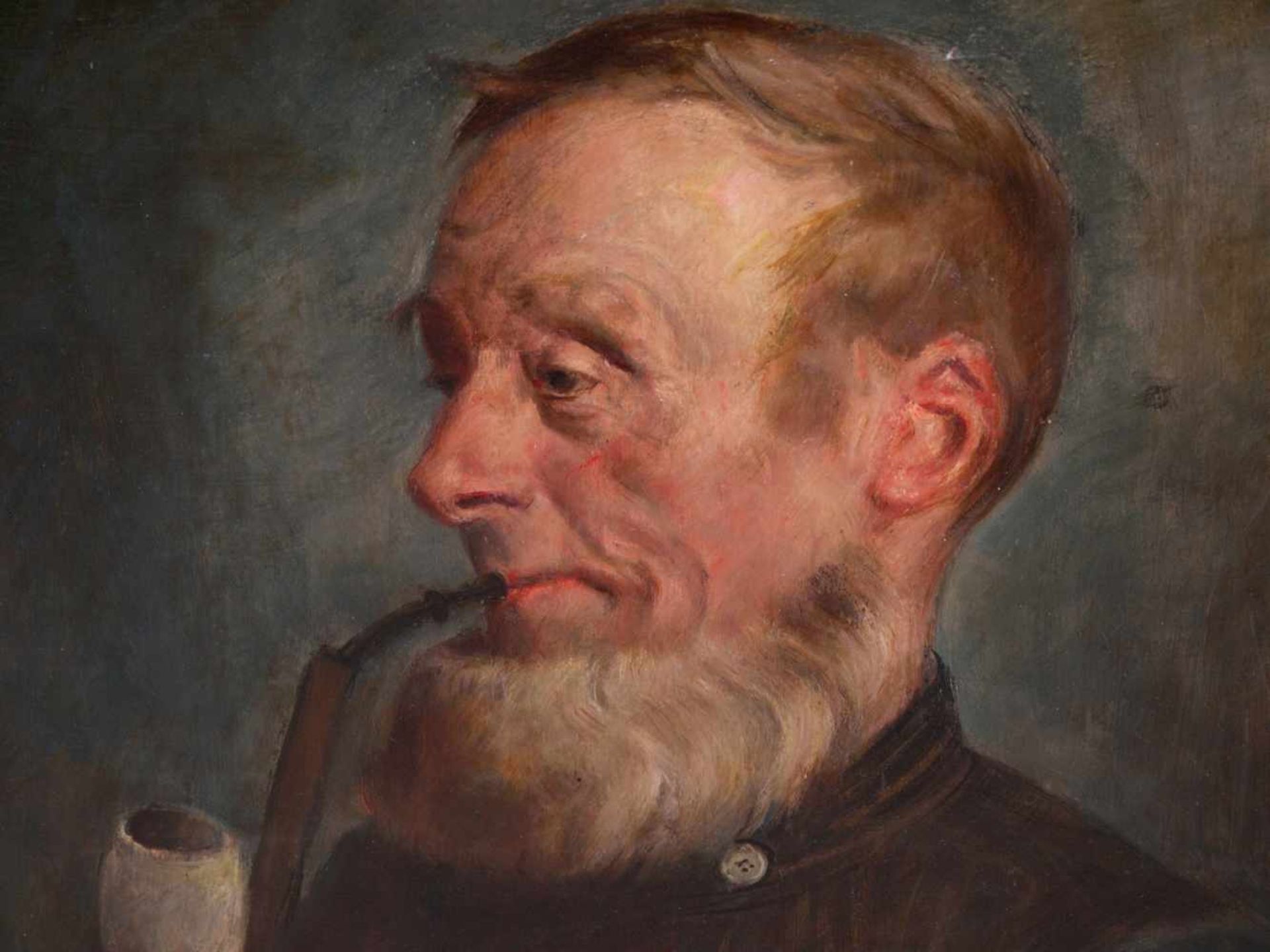 Runze, Wilhelm (1887-1930) - Portrait PfeiffenraucherEin bärtiger älterer Mann in bürgerlicher - Bild 3 aus 6