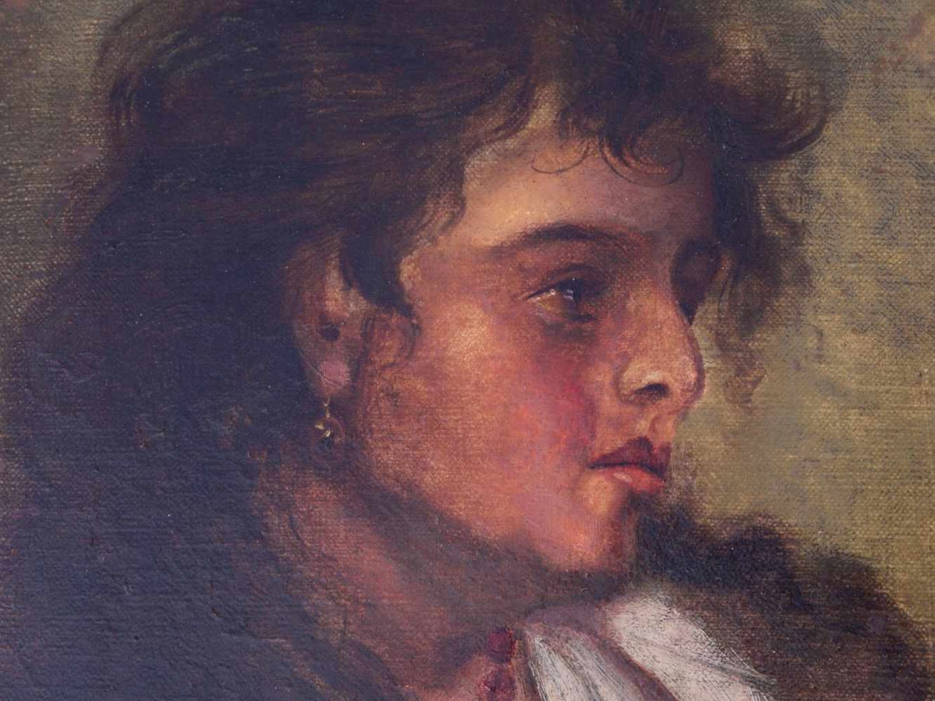 Sig. Hagenauer - Charakterportrait Zigeunerin um 1900Im Profil dargestellte junge Frau mit wild - Bild 3 aus 7