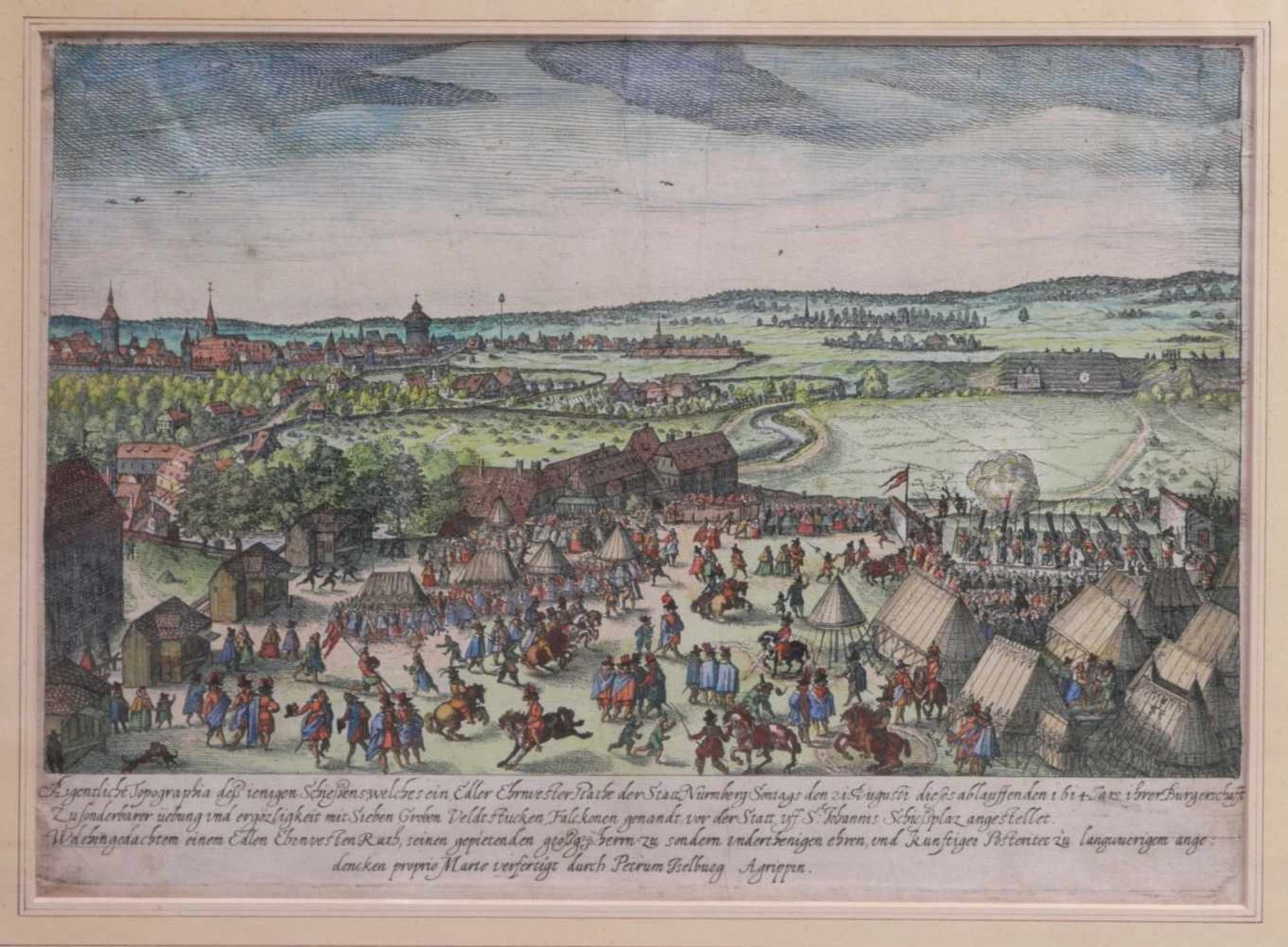 Isselberg, Peter (1580-1630/1631) - Nürnberger Stuckschießen St. Johannis 1614Kolorierter - Bild 2 aus 3