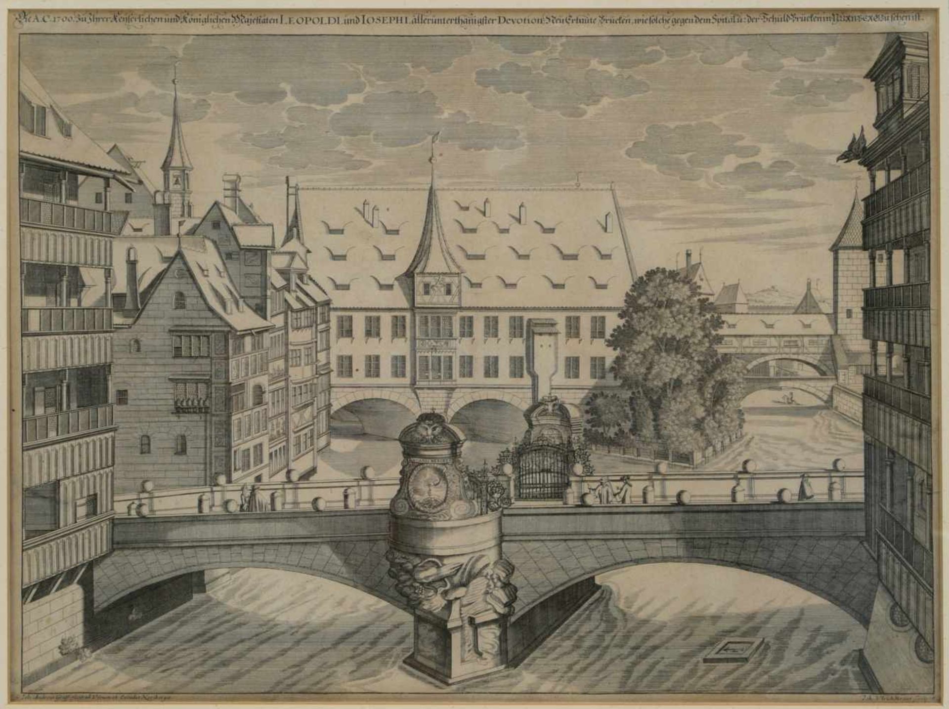 Graff, Johann Andras (1637-1701) - Die A. C. 1700 Neu Erbaute Brucken wie solche gegen dem Spital zu - Bild 2 aus 5