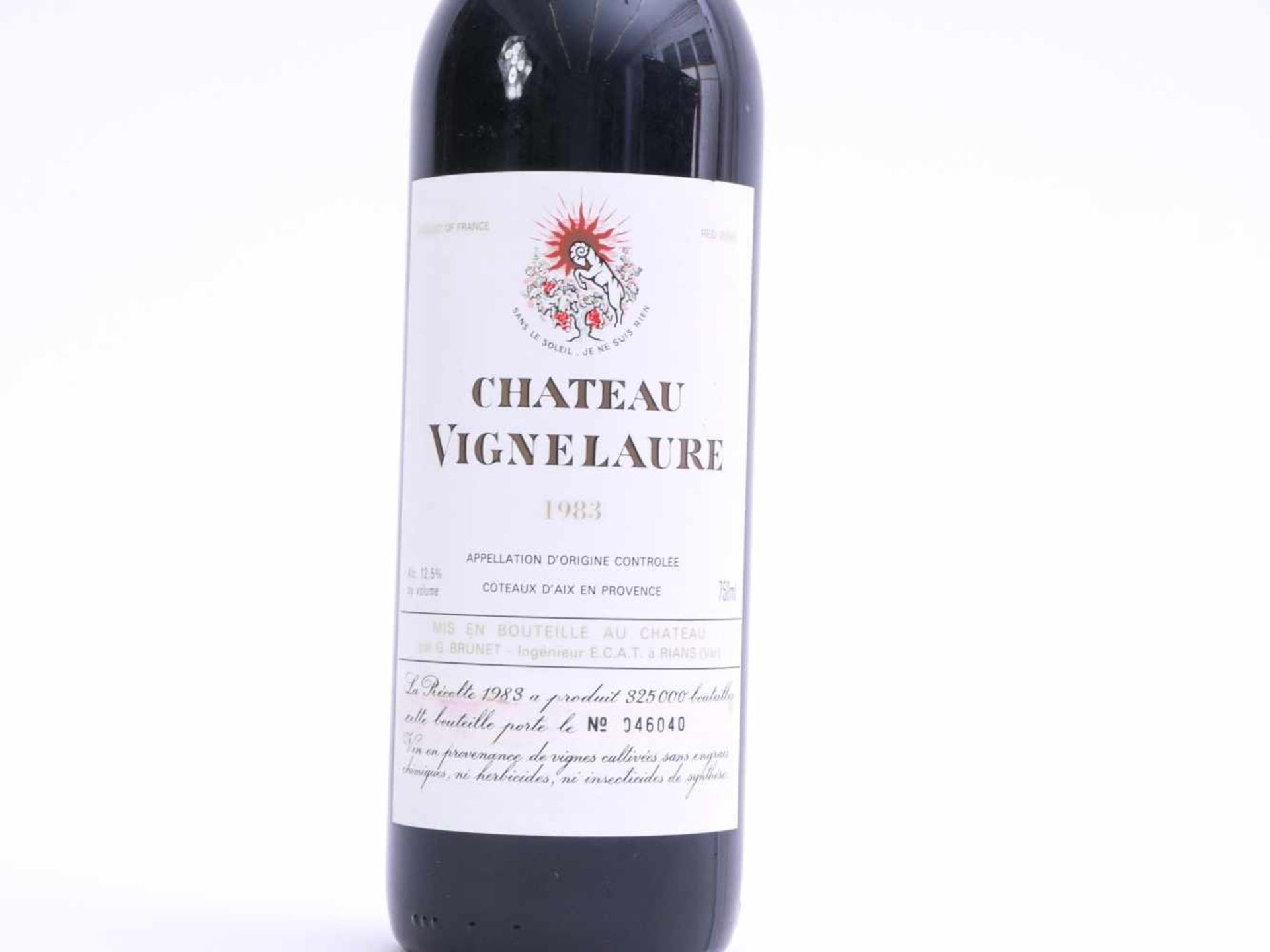 Flasche Rotwein Chateau Vignelaure 1983Nummeriertes Exemplar 046040 von 325000 gesamt abgefüllten - Image 2 of 3