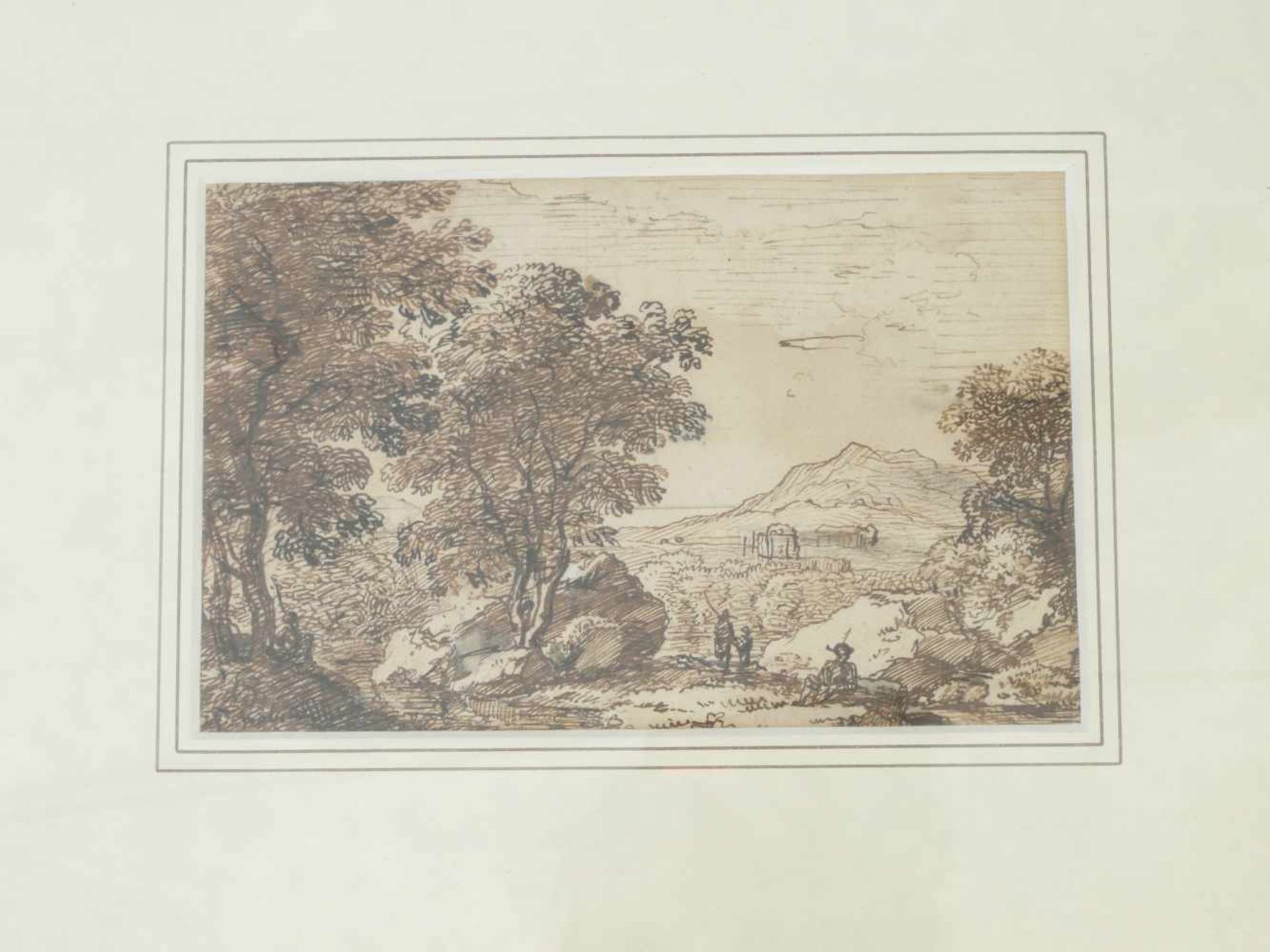 Kobell, Ferdinand (1740-1799) - Federzeichnung LandschaftWeiter Blick auf eine Hügellandschaft, in - Bild 2 aus 4