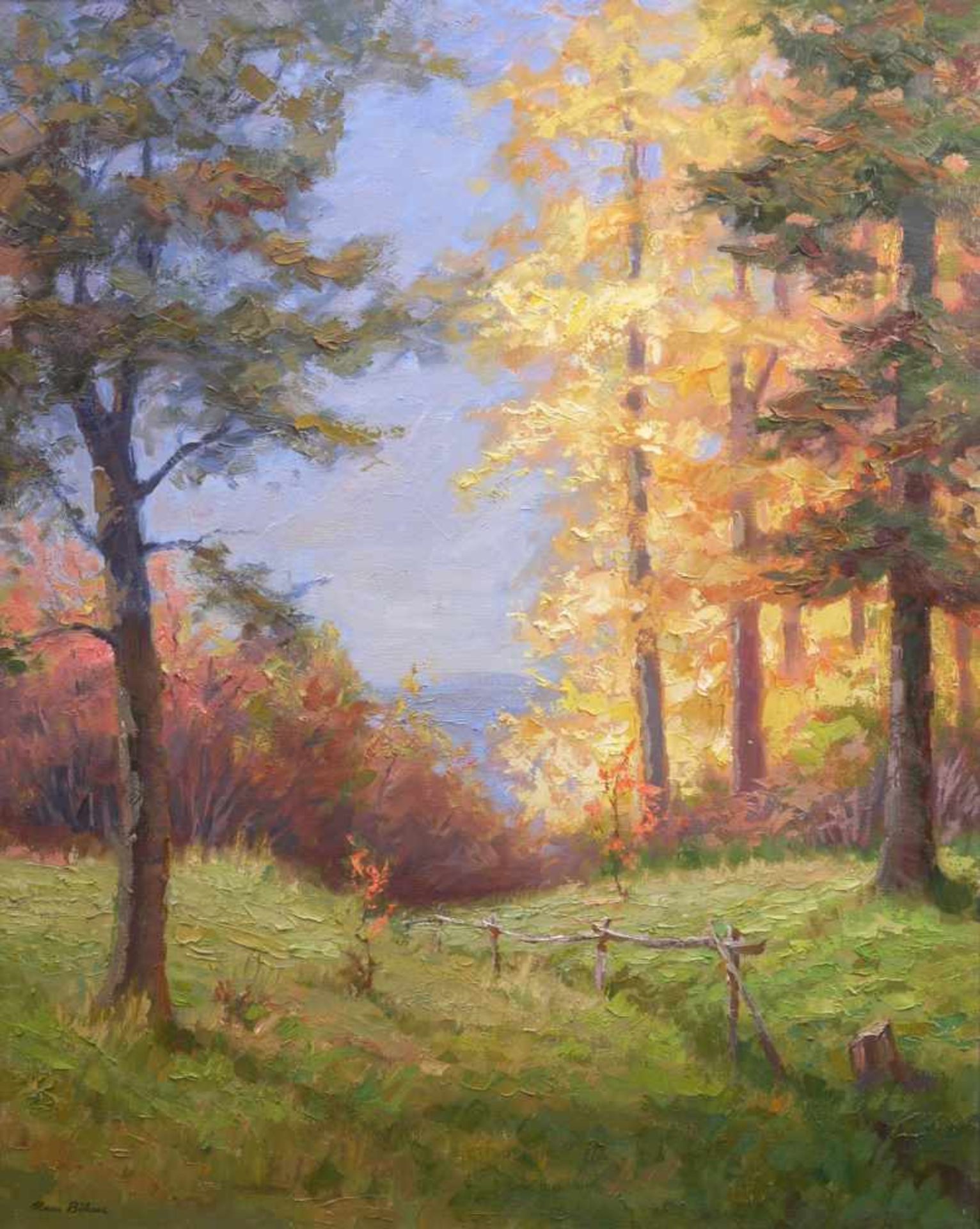 Böhme, Hans (1905-1982) - Herbstlicher LaubwaldIn golden-herbstlicher Farbpalette strahlt diese - Bild 2 aus 5